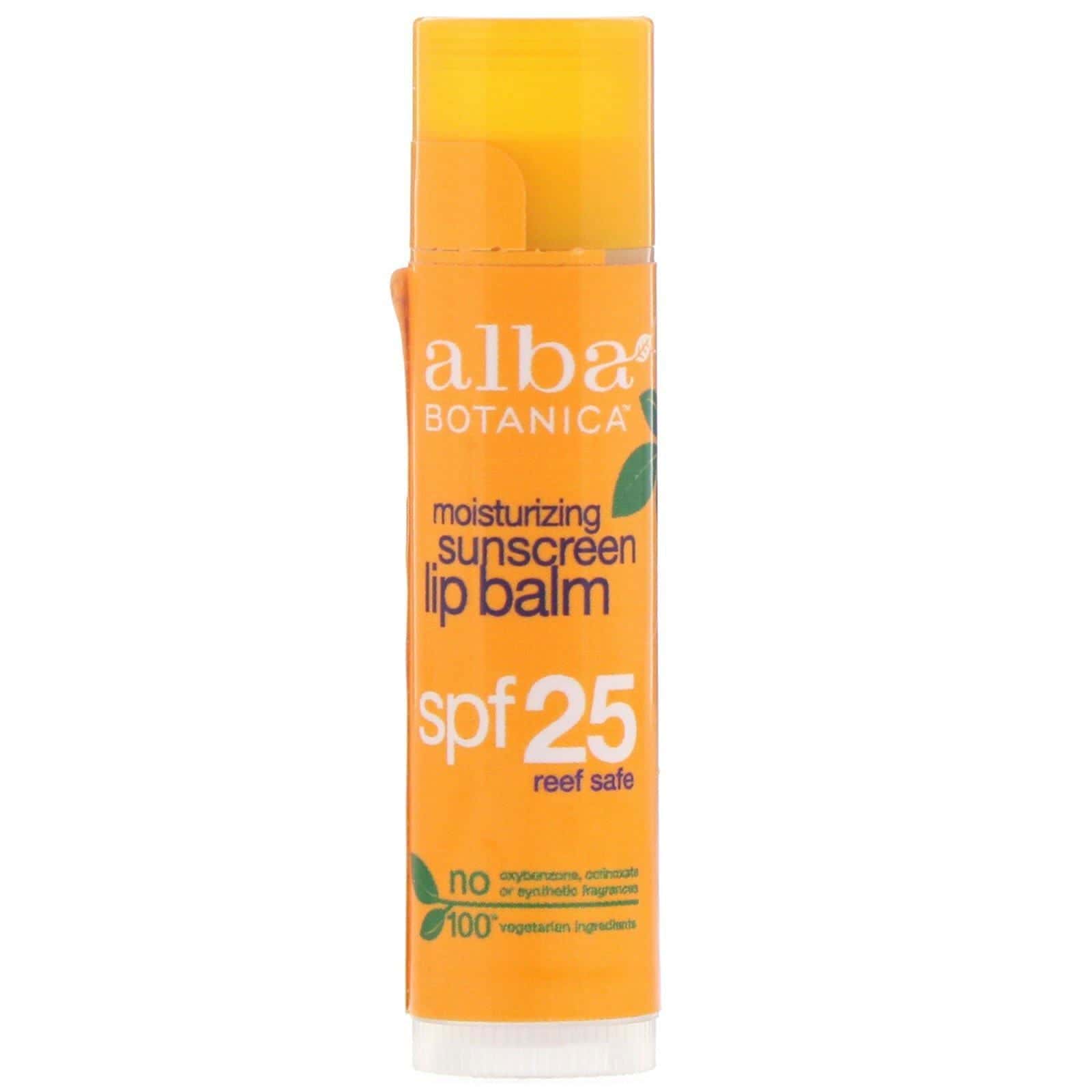 Alba Botanica, Bálsamo labial humectante con protector solar, FPS 25, 4,2 g (0,15 oz)