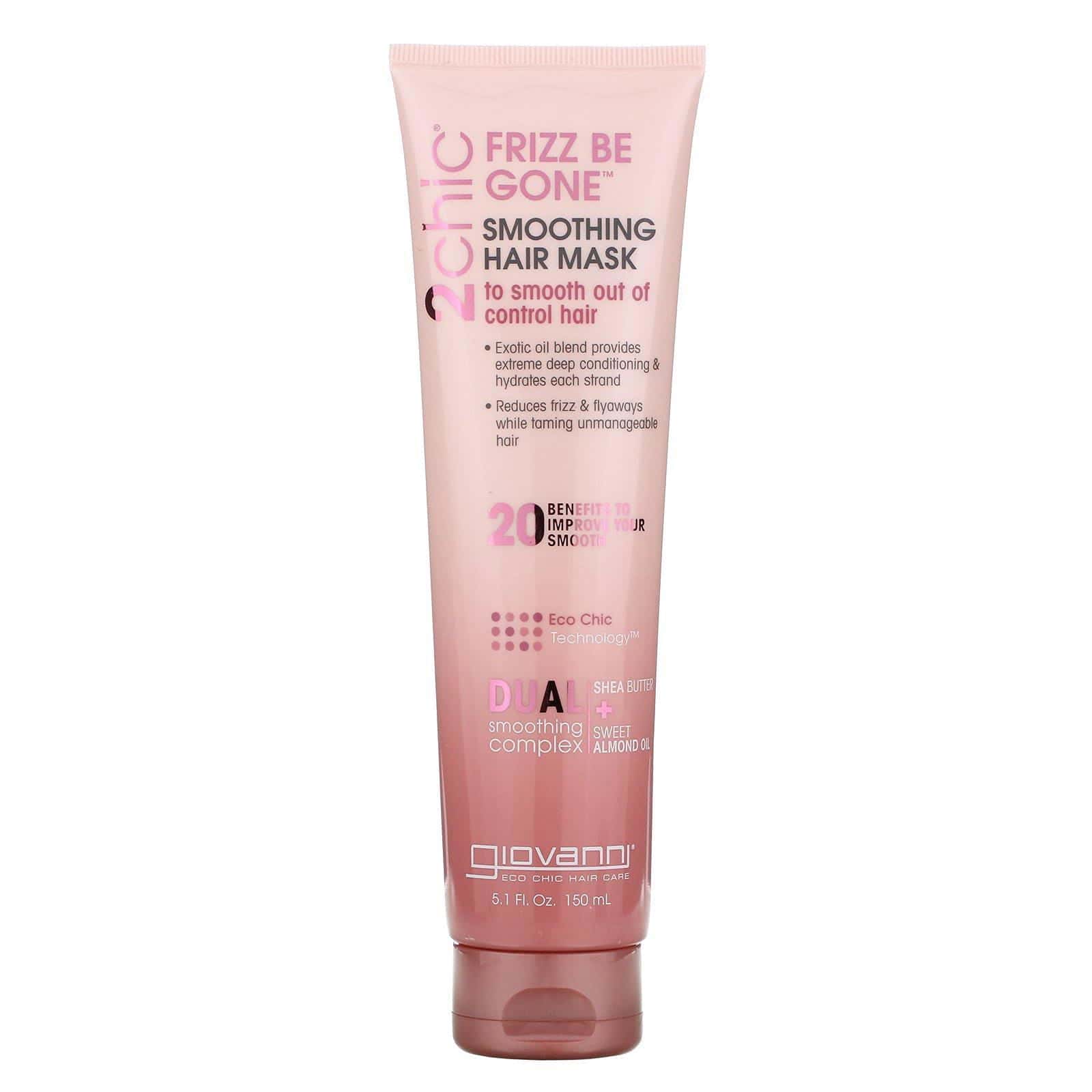 Giovanni, 2chic, eliminación del frizz, mascarilla para alisar el cabello, manteca de karité + aceite de almendra dulce, 5.1 fl. Oz (150 ml)