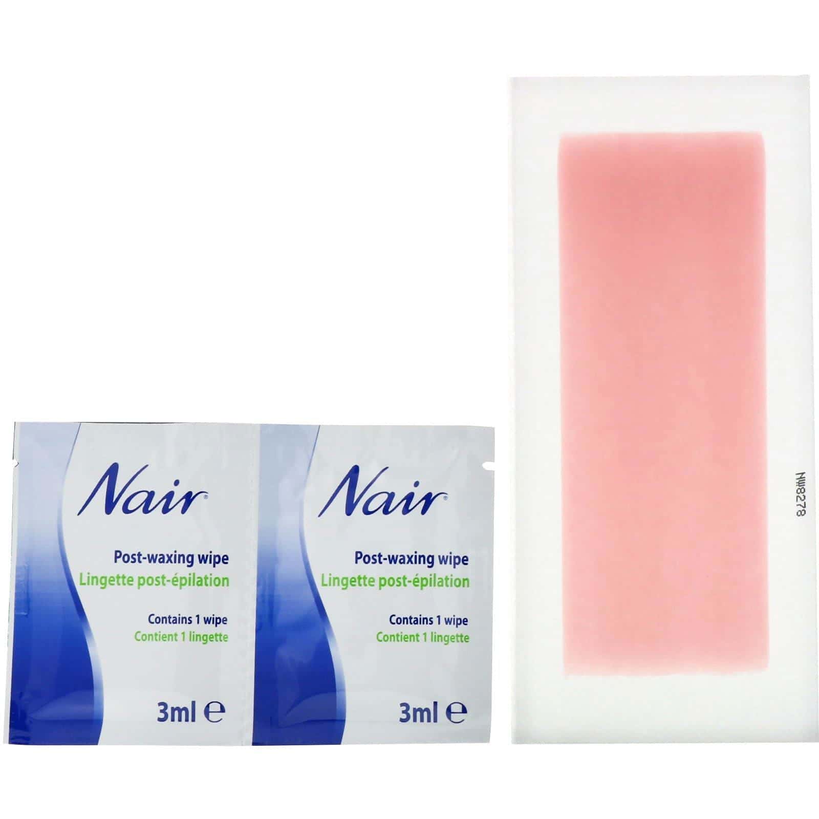 Nair, Removedor de vello, cera para piernas y cuerpo, 40 tiras de cera + 6 toallitas húmedas