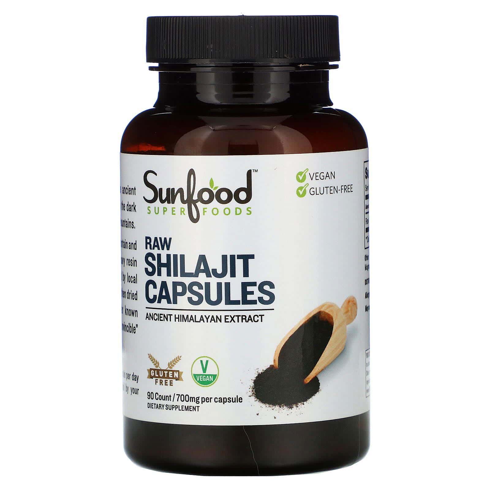Sunfood, Cápsulas de Shilajit, 700 mg, 90 cápsulas