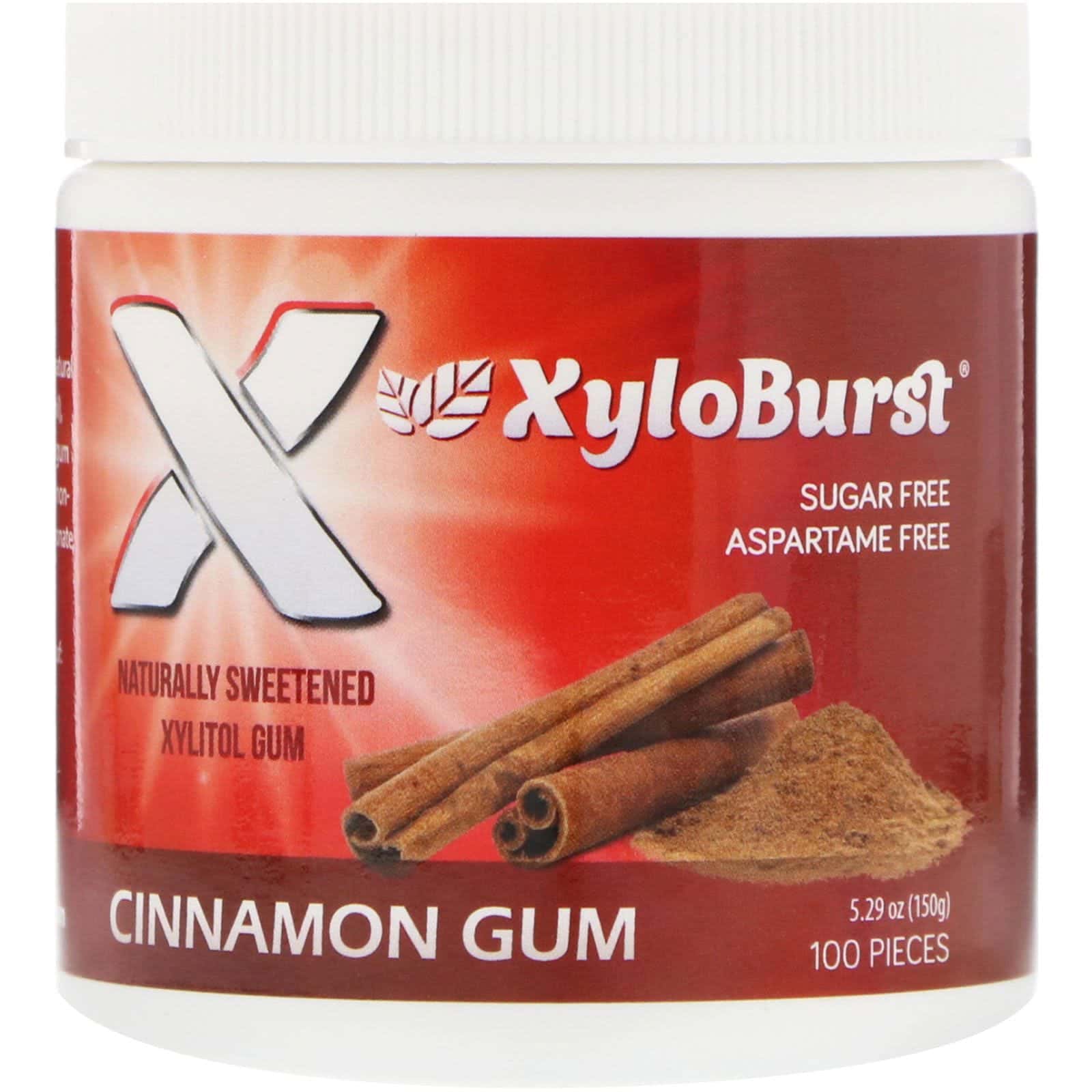 Xyloburst, Goma de Mascar con Xilitol, canela - 5,29 oz (150 g), 100 piezas