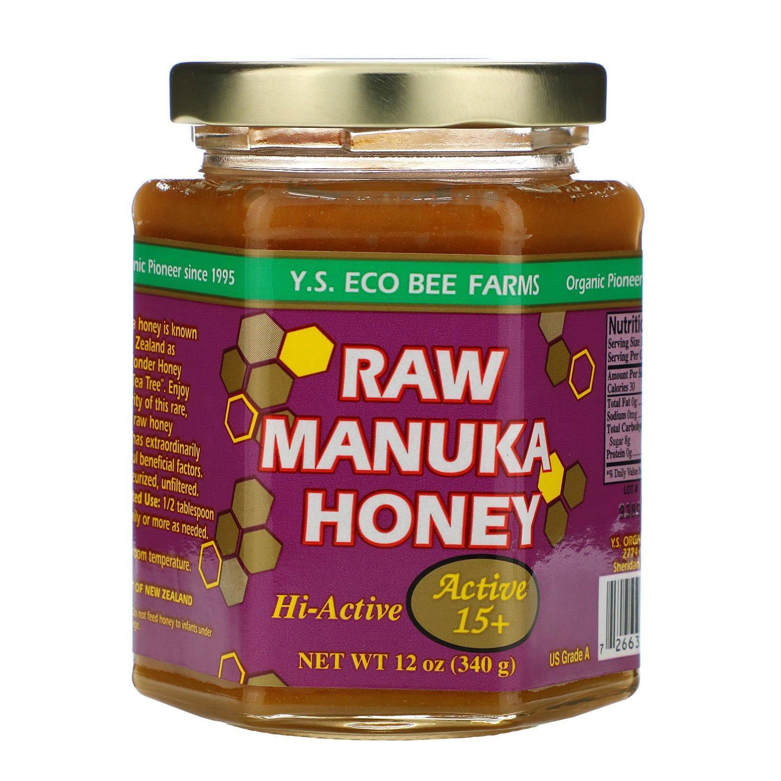 Y.S. Eco Bee Farms, Miel de Manuka Cruda, Activa 15+, 12 oz (340 g)