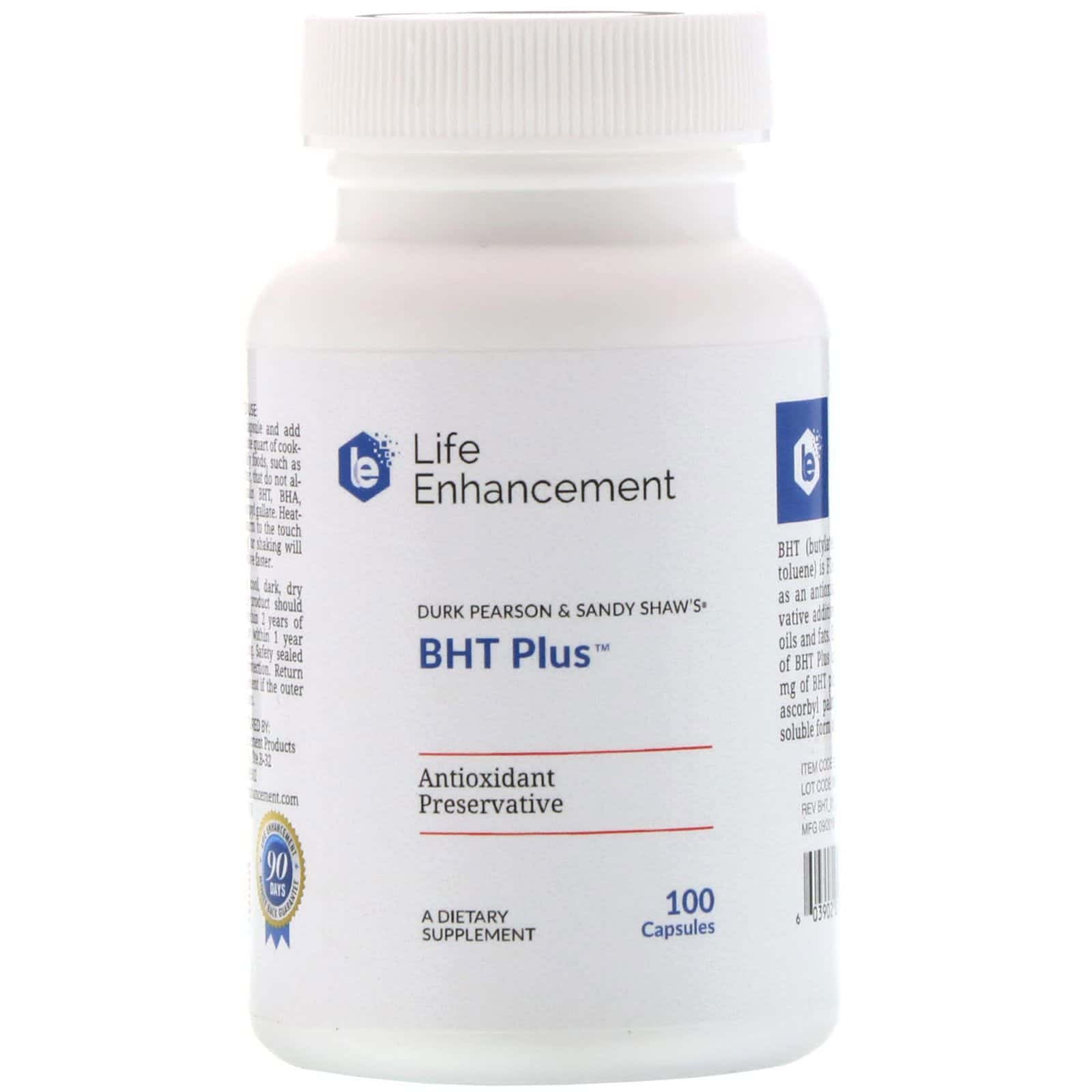 Life Enhancement, Durk Pearson & Sandy Shaw's BHT Plus, 100 Cápsulas
