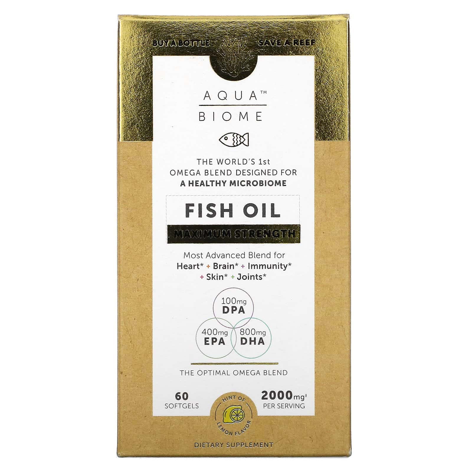 Enzymedica, Aqua Biome, Aceite de pescado, Concentración máxima, Limón, 2000 mg, 60 cápsulas blandas