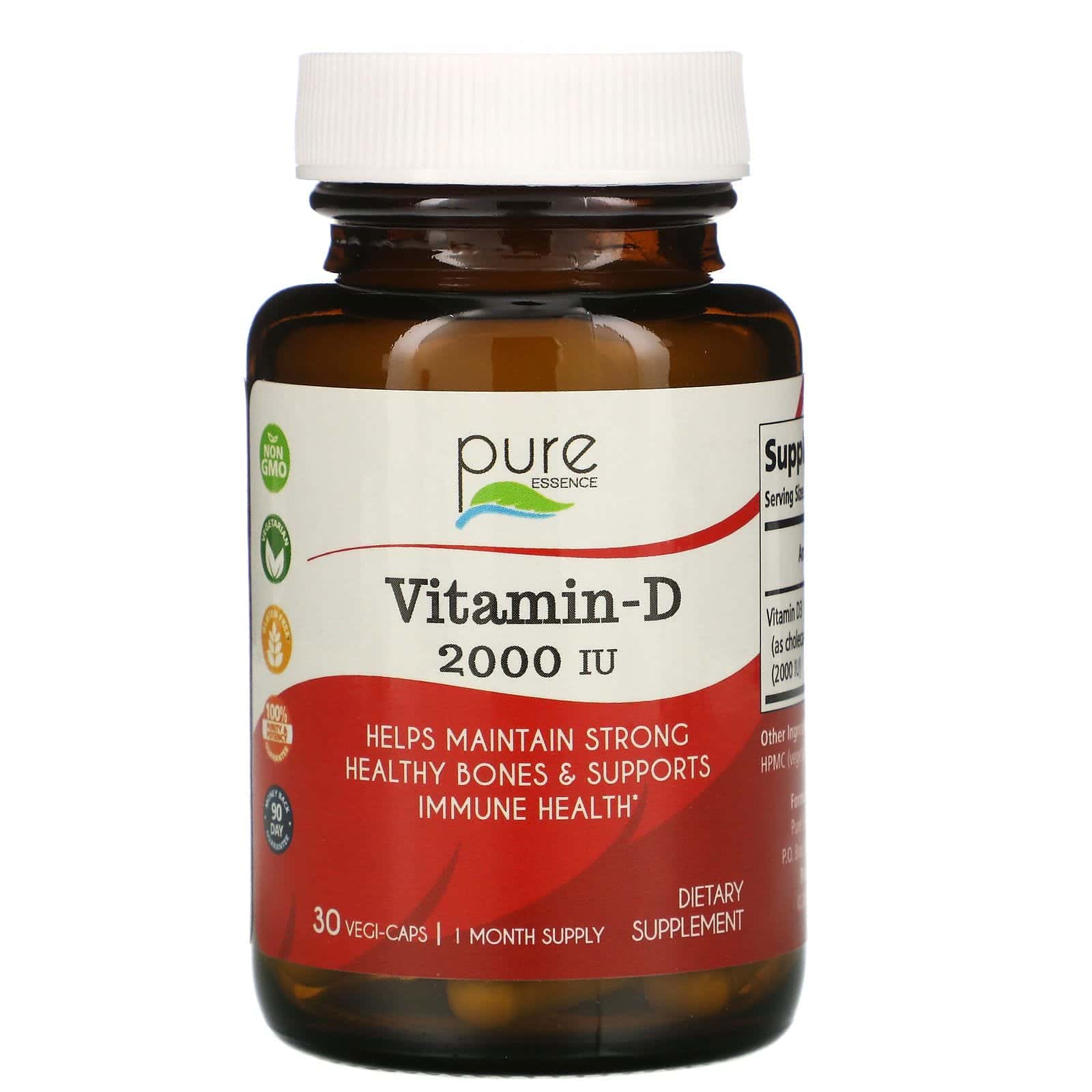 Pure Essence, Vitamina D, 2000 UI, 30 cápsulas vegetales