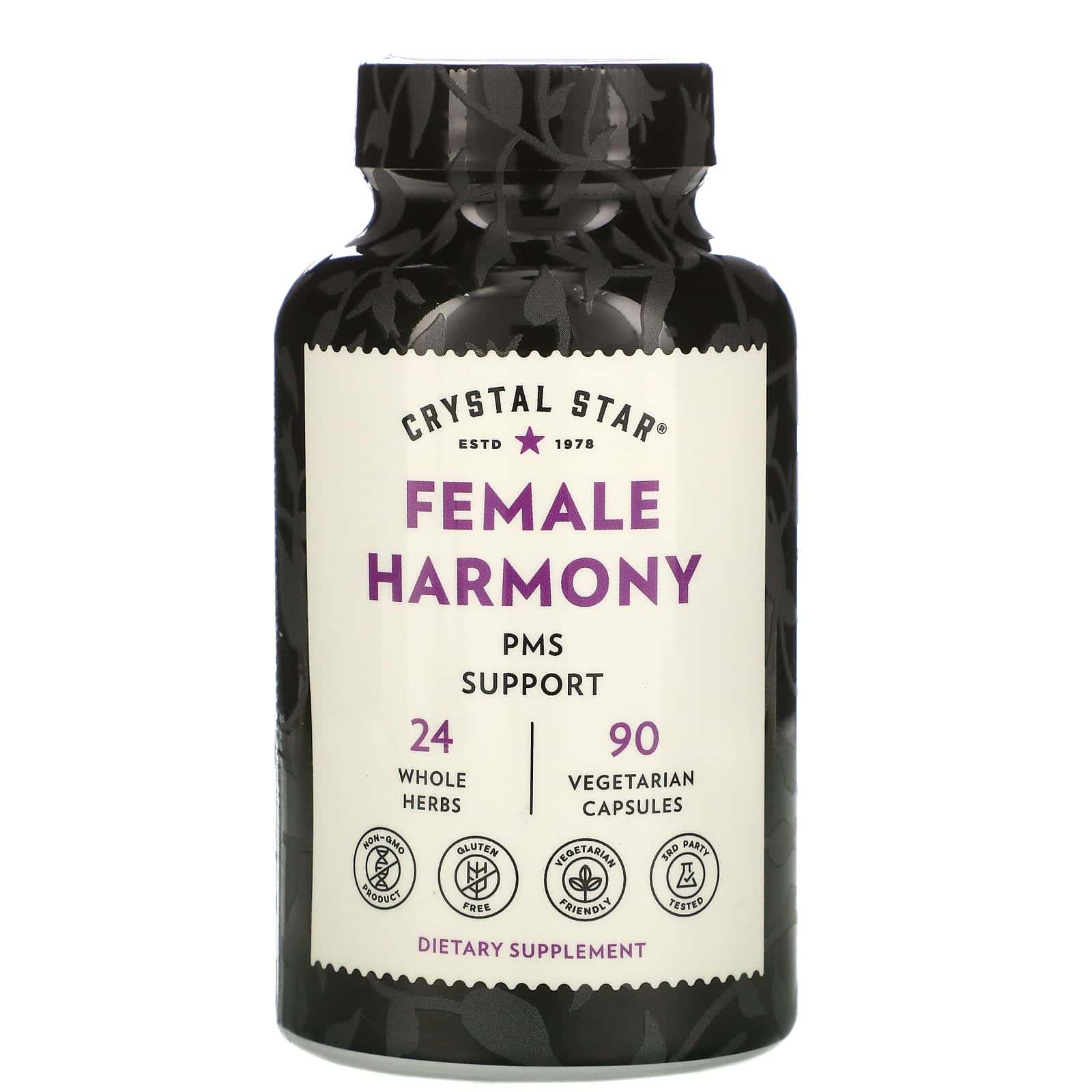 Crystal Star, Suplemento para la armonía femenina, Alivio para los síntomas premenstruales, 90 cápsulas vegetales