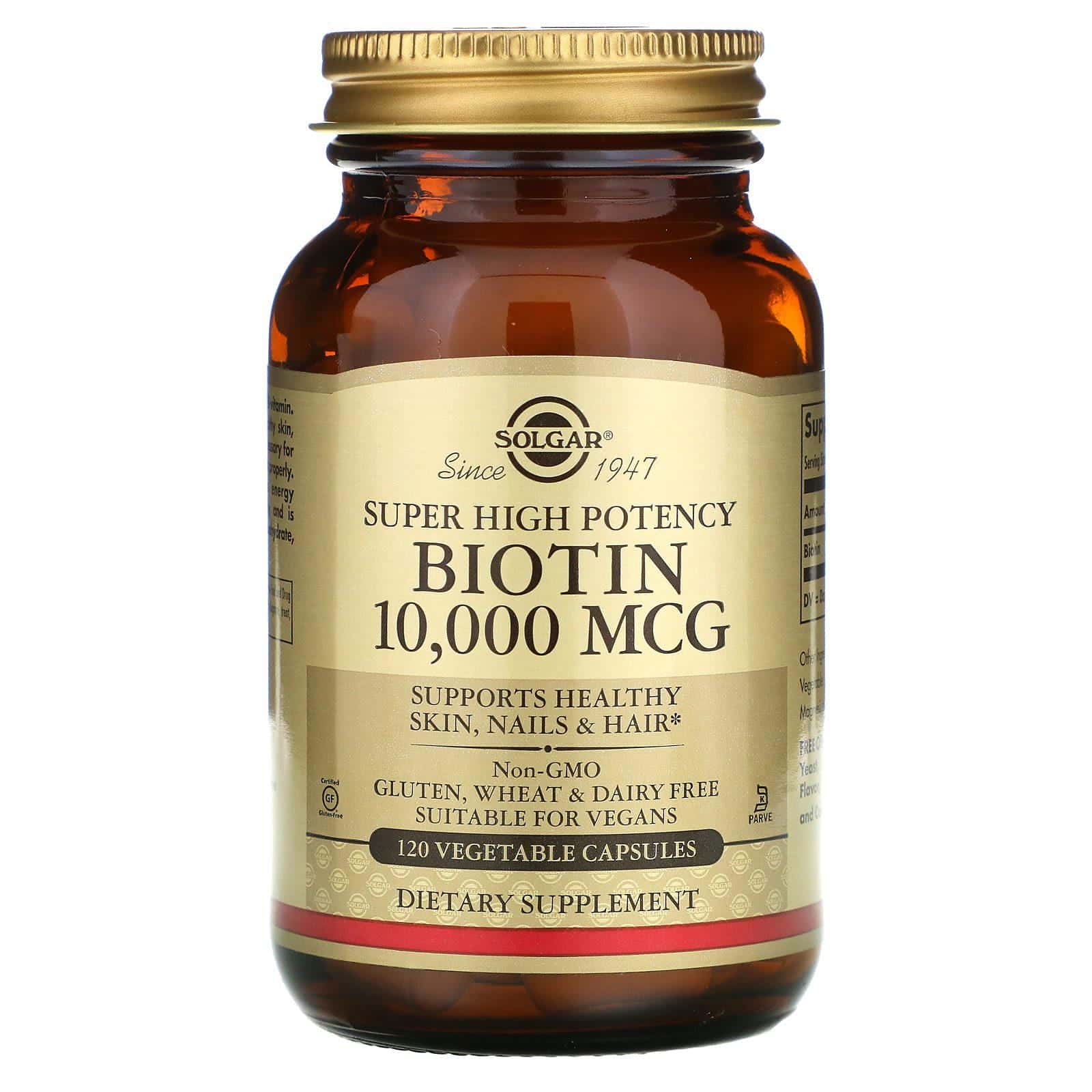 Solgar, Biotina de potencia superalta, 10.000 mcg, 120 cápsulas vegetales