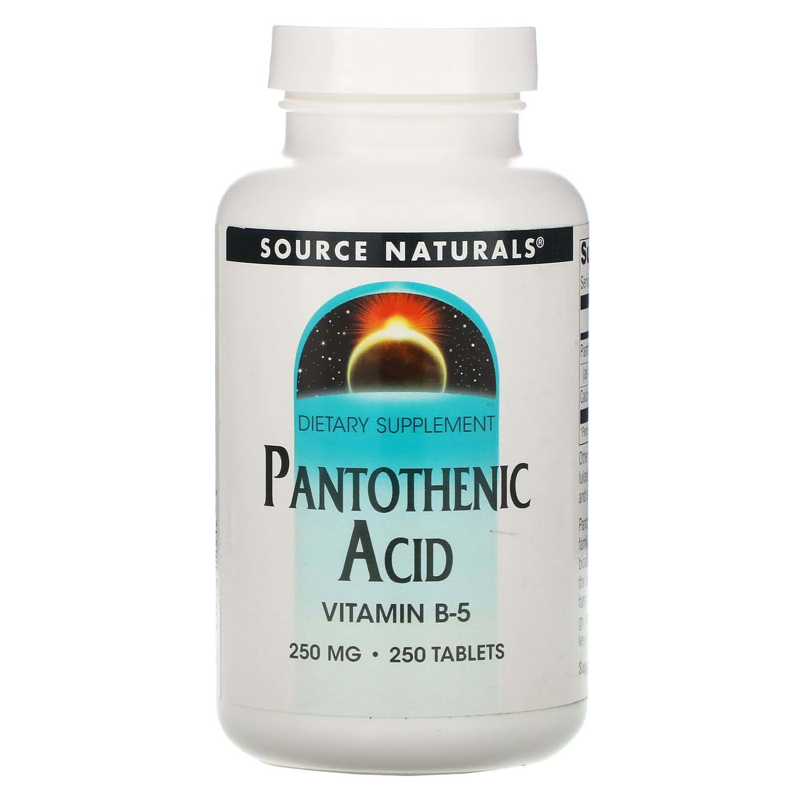 Source Naturals, Ácido Pantoténico, Vitamina B-5, 250 mg, 250 comprimidos