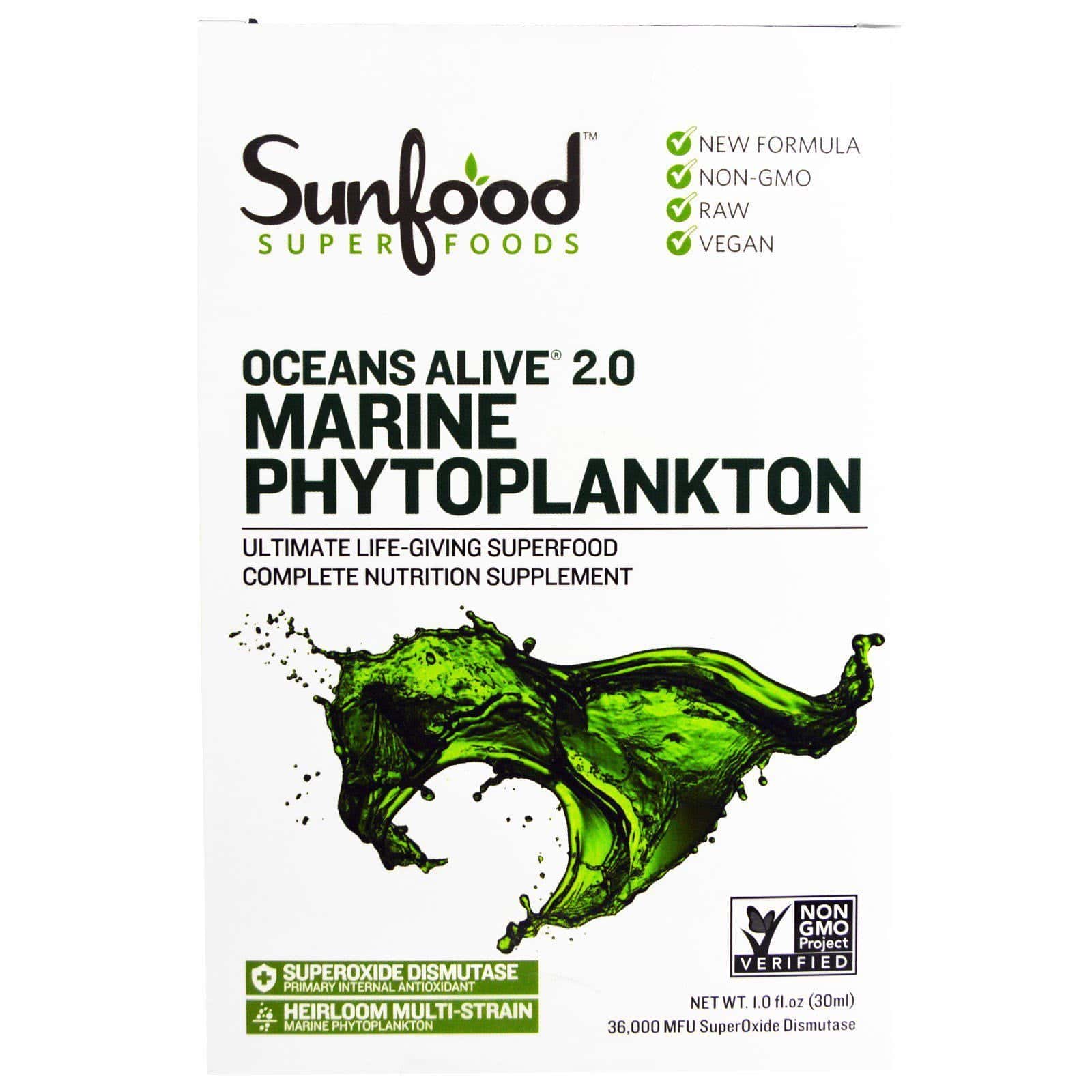 Sunfood, Ocean's Alive 2.0 fitoplancton marino, 1 fl oz (30 ml)