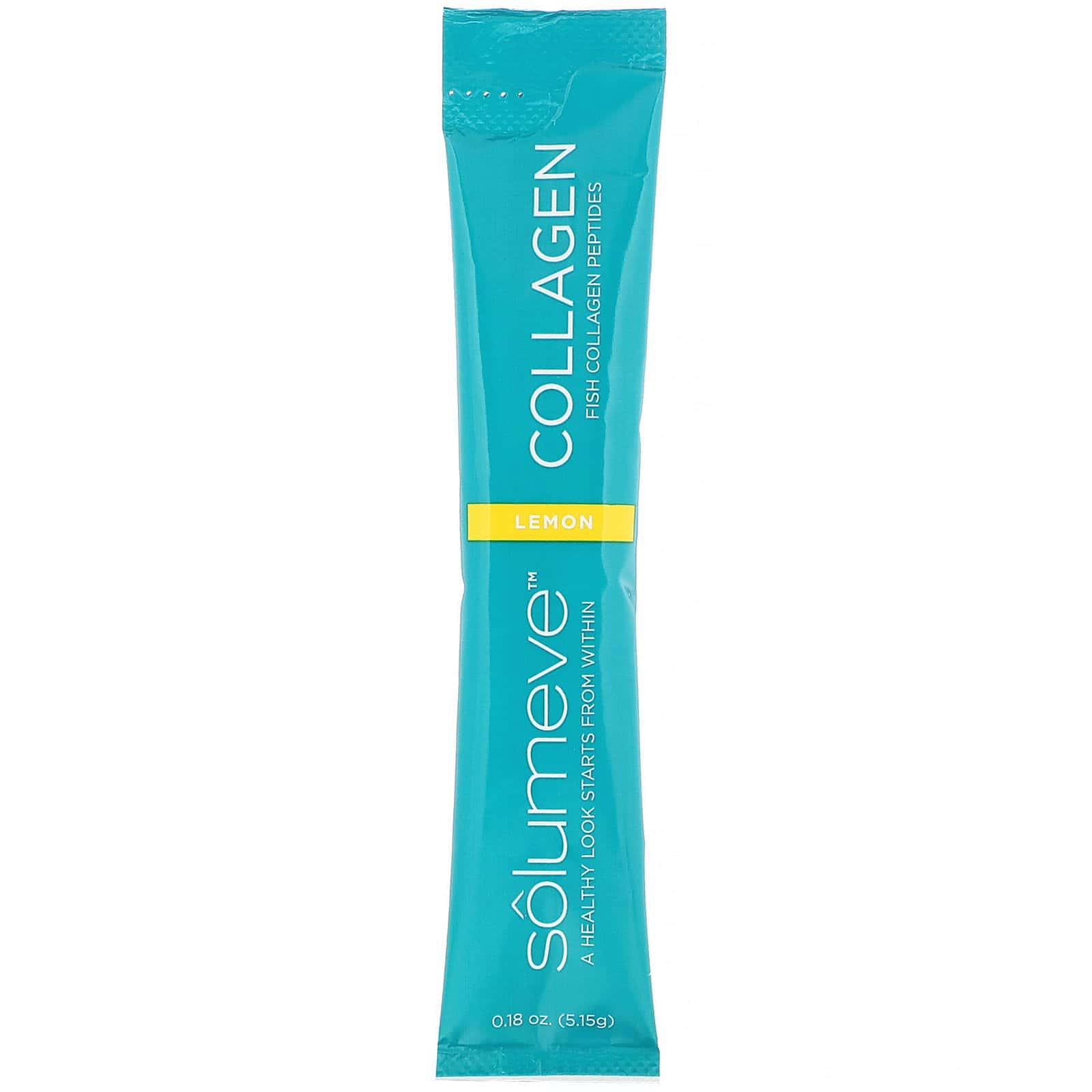 Solumeve, Péptidos de colágeno más vitamina C y ácido hialurónico, Sabor a limón, 30 sobres, 5,15 g (0,18 oz) cada uno