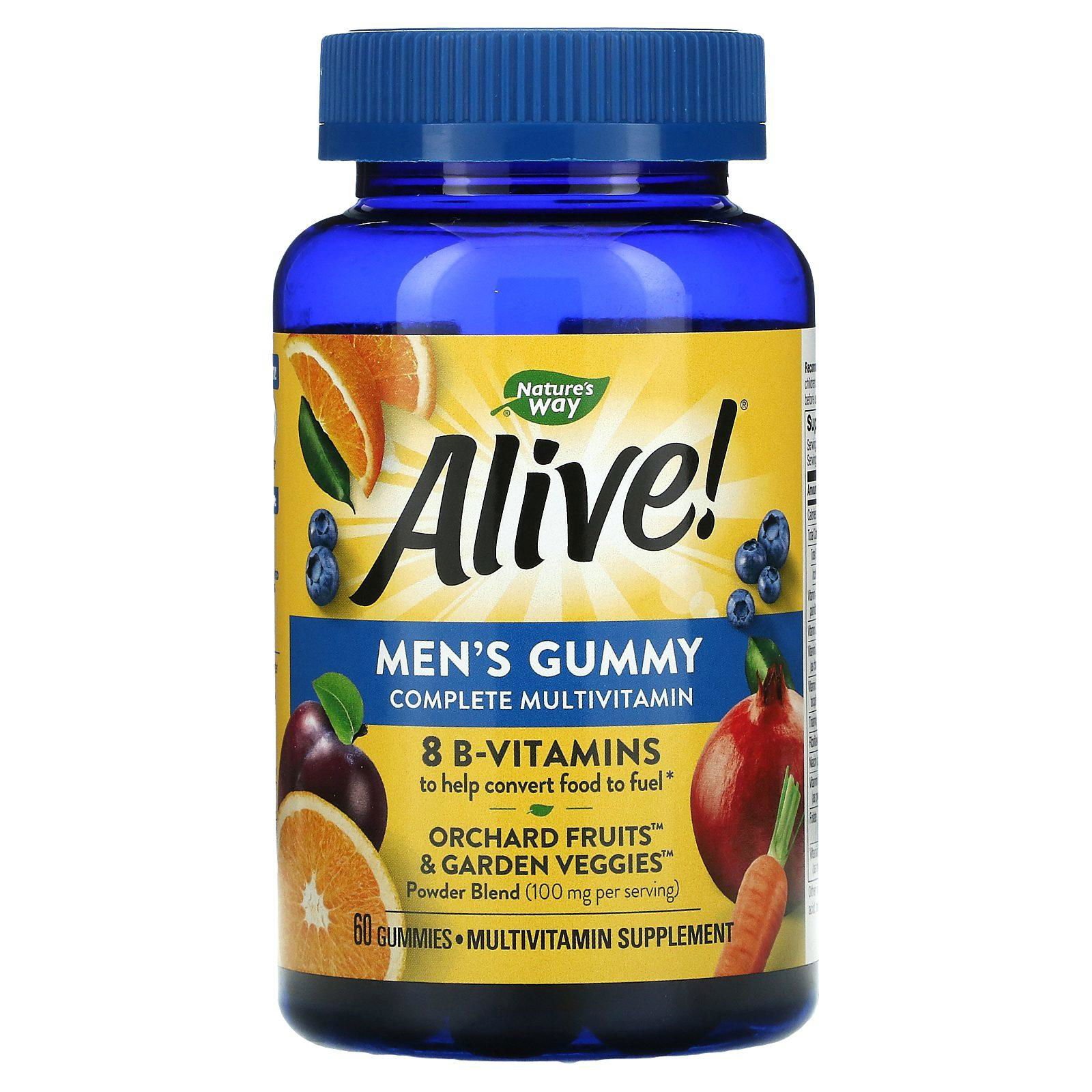 Nature's Way, Alive! Vitaminas para hombre en gomitas, deliciosos sabores frutales, 60 gomitas