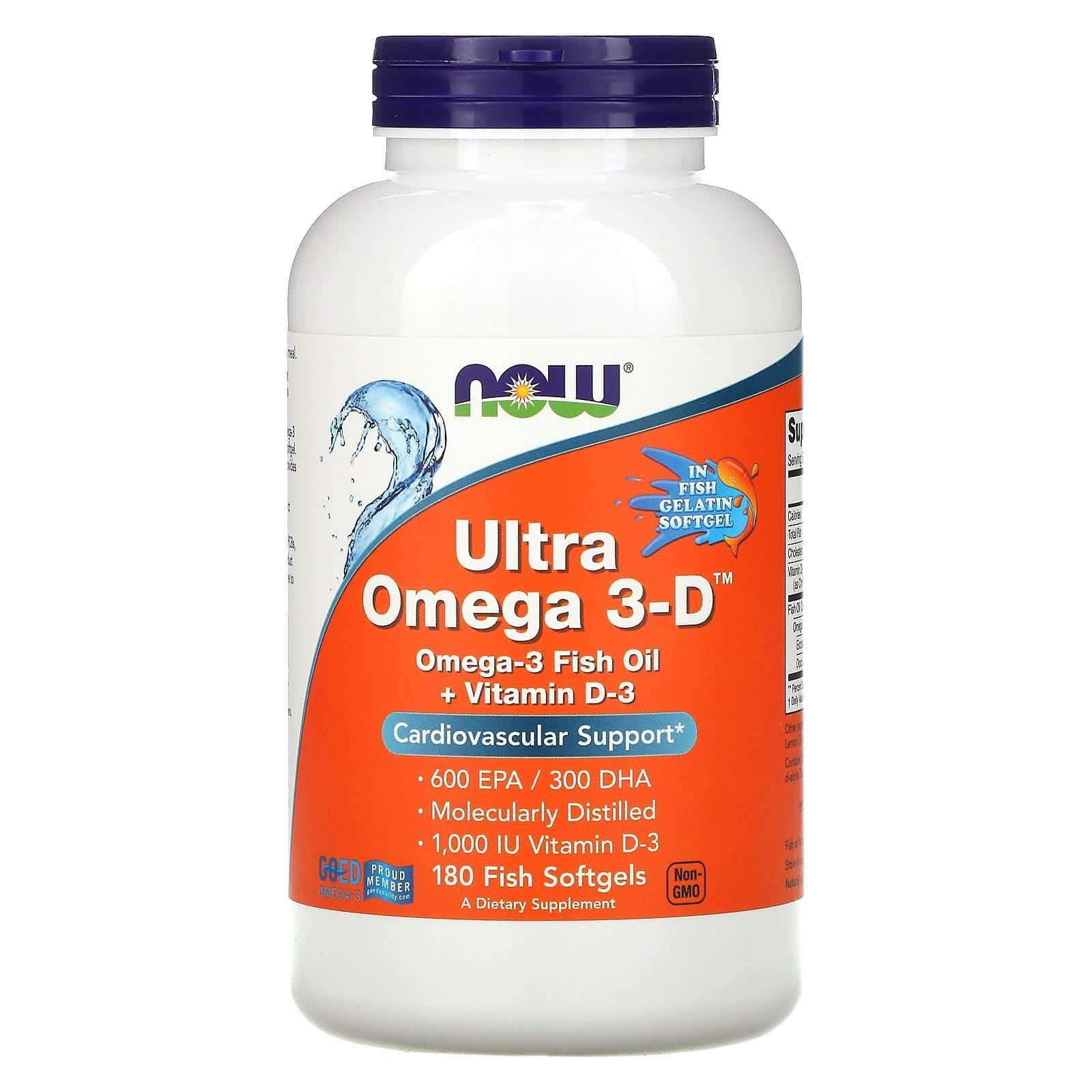 Now Foods, Ultra Omega 3-D, 180 cápsulas blandas de pescado