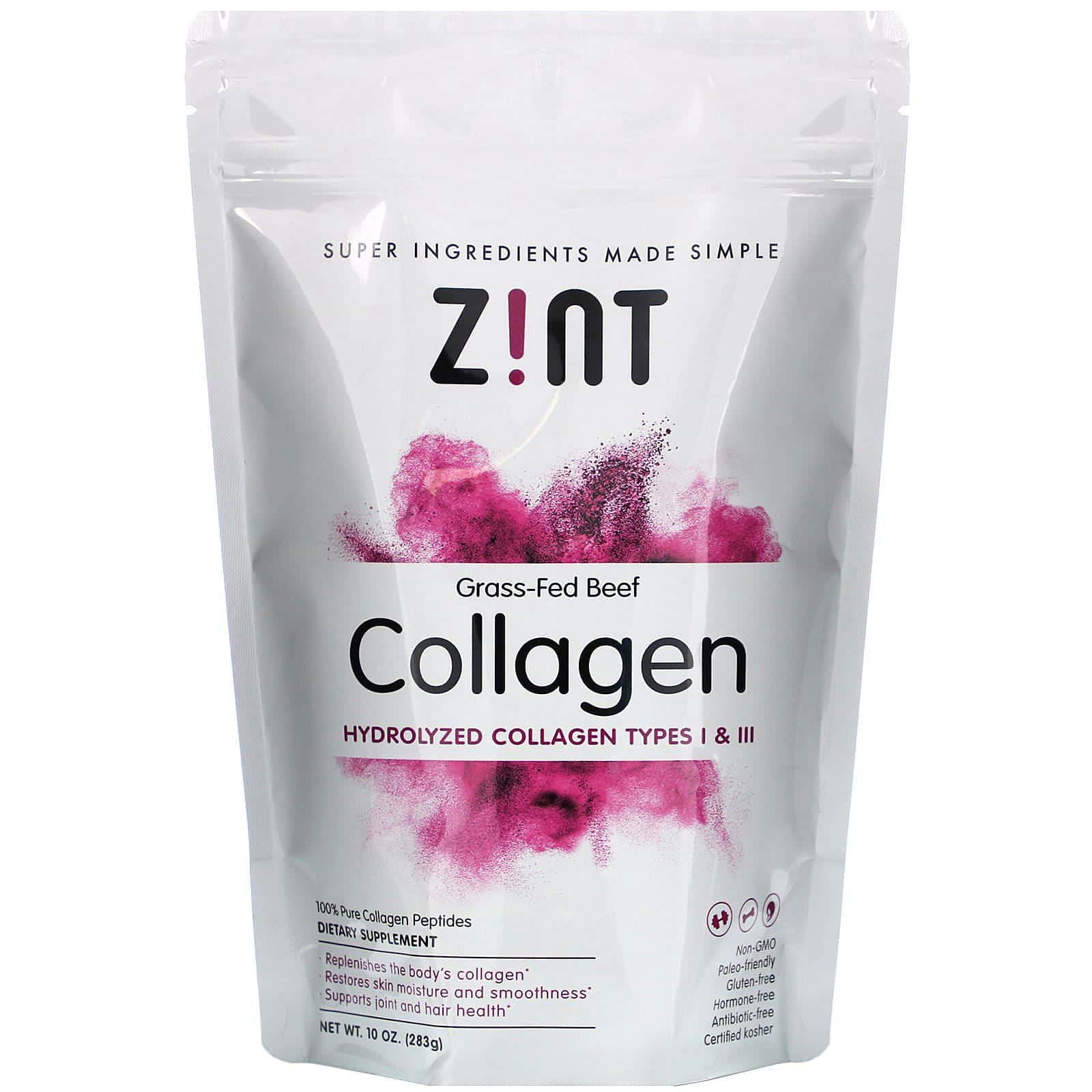 Zint, Colágeno de carne de vacuno alimentado con pasto, colágeno hidrolizado tipos I y III, 10 oz (283 g)
