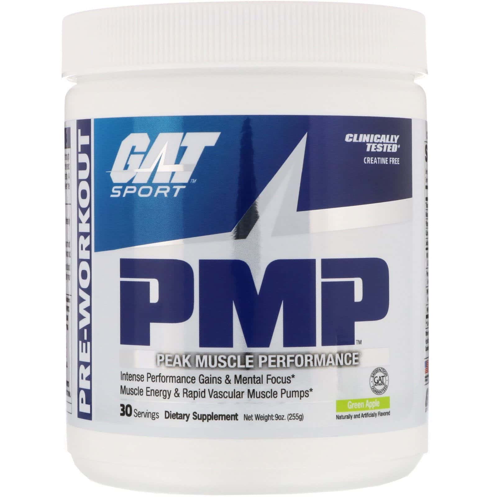 GAT, PMP, Pre-entrenamiento, rendimiento máximo del músculo, manzana verde, 9 onzas (255 g)