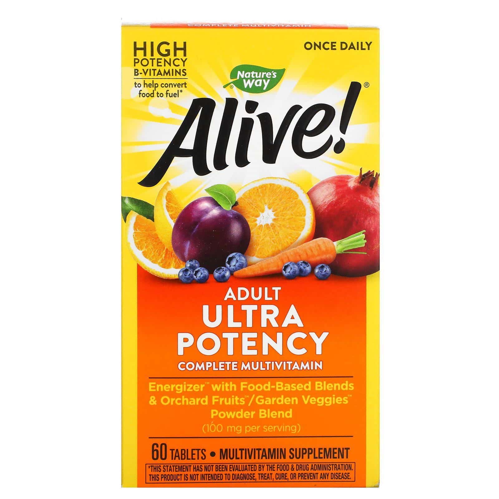 Nature's Way, Alive! Suplemento multivitamínico completo ultrapotente para adultos, 60 comprimidos