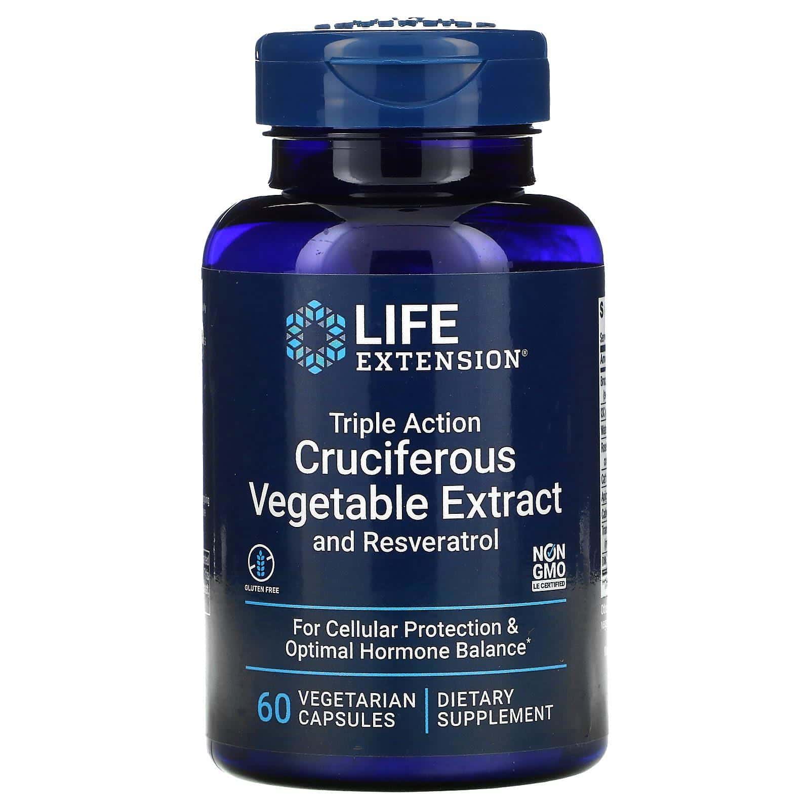Life Extension, Extracto de vegetales crucíferos de triple acción con resveratrol, 60 cápsulas vegetales