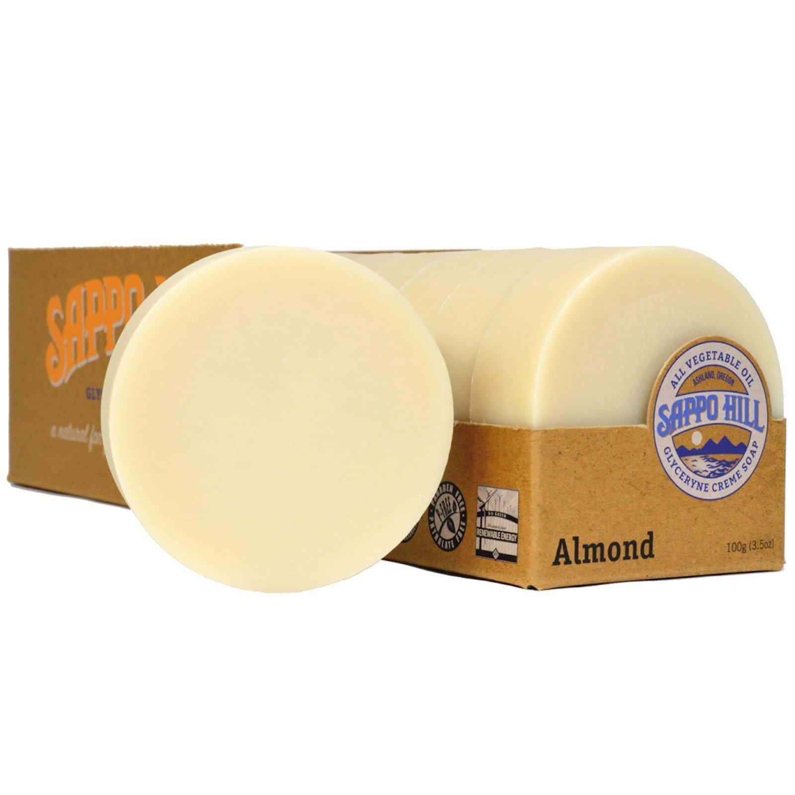 Sappo Hill, Jabón crema de glicerina, de almendra, 12 barras, 3.5 oz (100 g) cada una