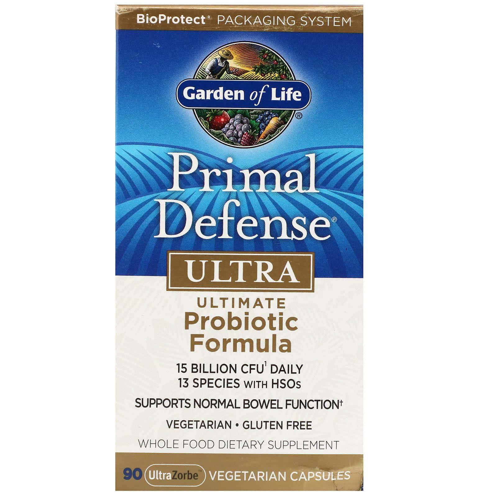Garden of Life, Primal Defense, Ultra, Fórmula probiótica máxima, 90 cápsulas vegetales UltraZorbe