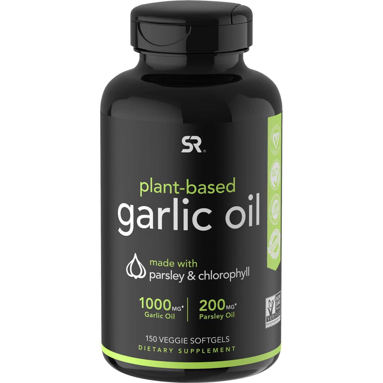 Sports Research, Aceite de ajo con perejil y clorofila, De origen vegetal, 150 cápsulas blandas vegetarianas