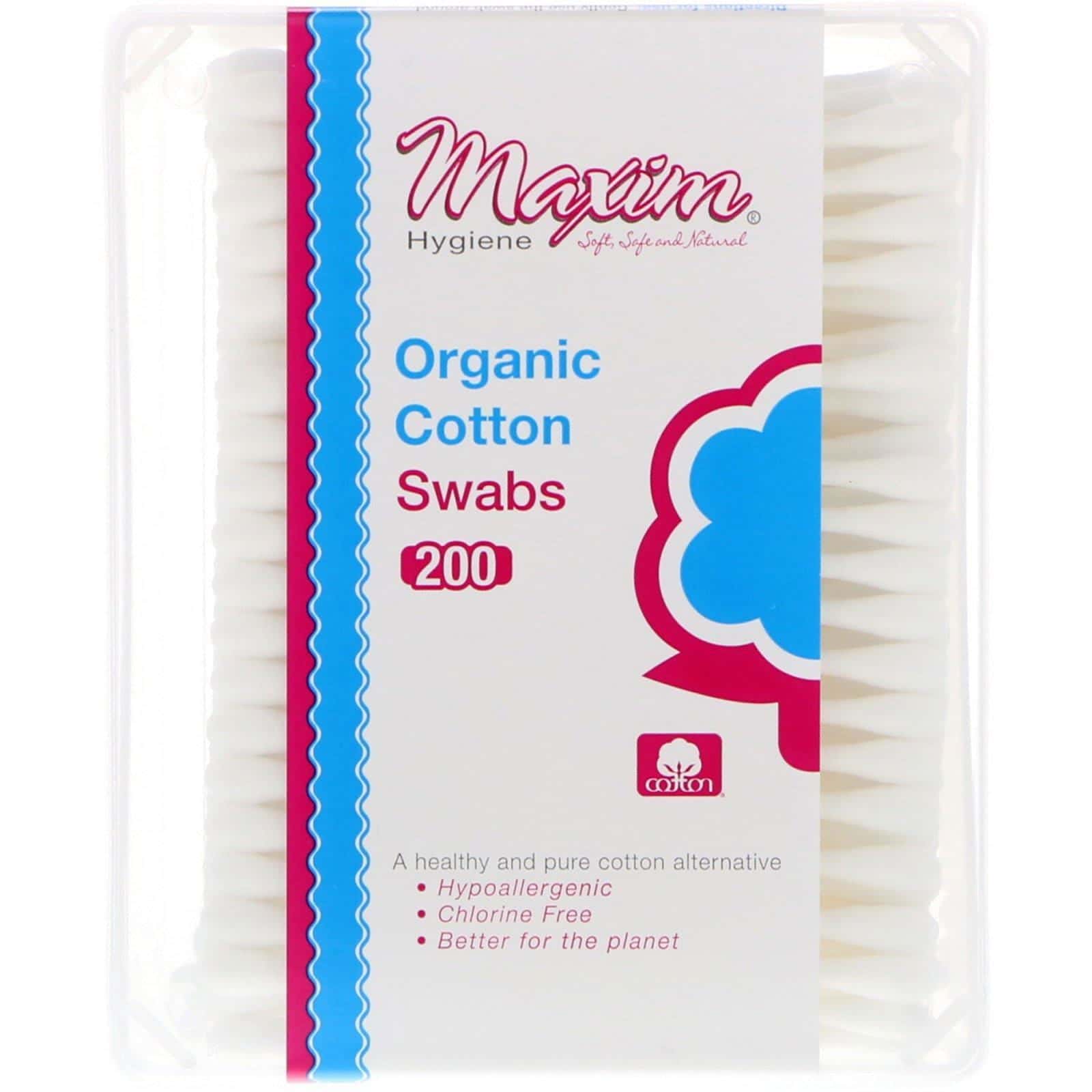 Maxim Hygiene Products, Hisopos de Algodón Orgánico, 200 Unidades