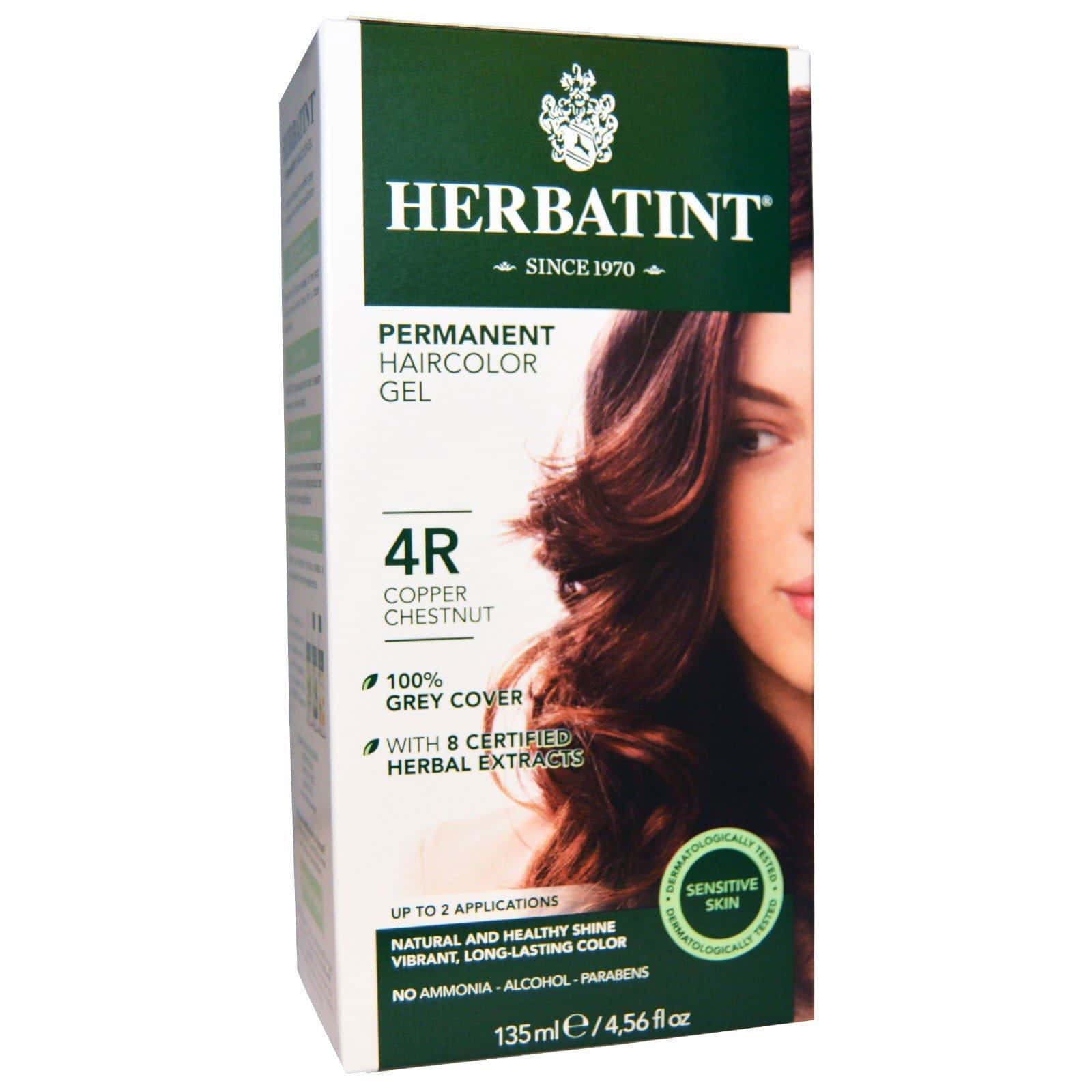 Herbatint, Gel de Tinte para el Cabello Permanente, 4R, Castaño Cobre, 4.56 fl oz (135 ml)