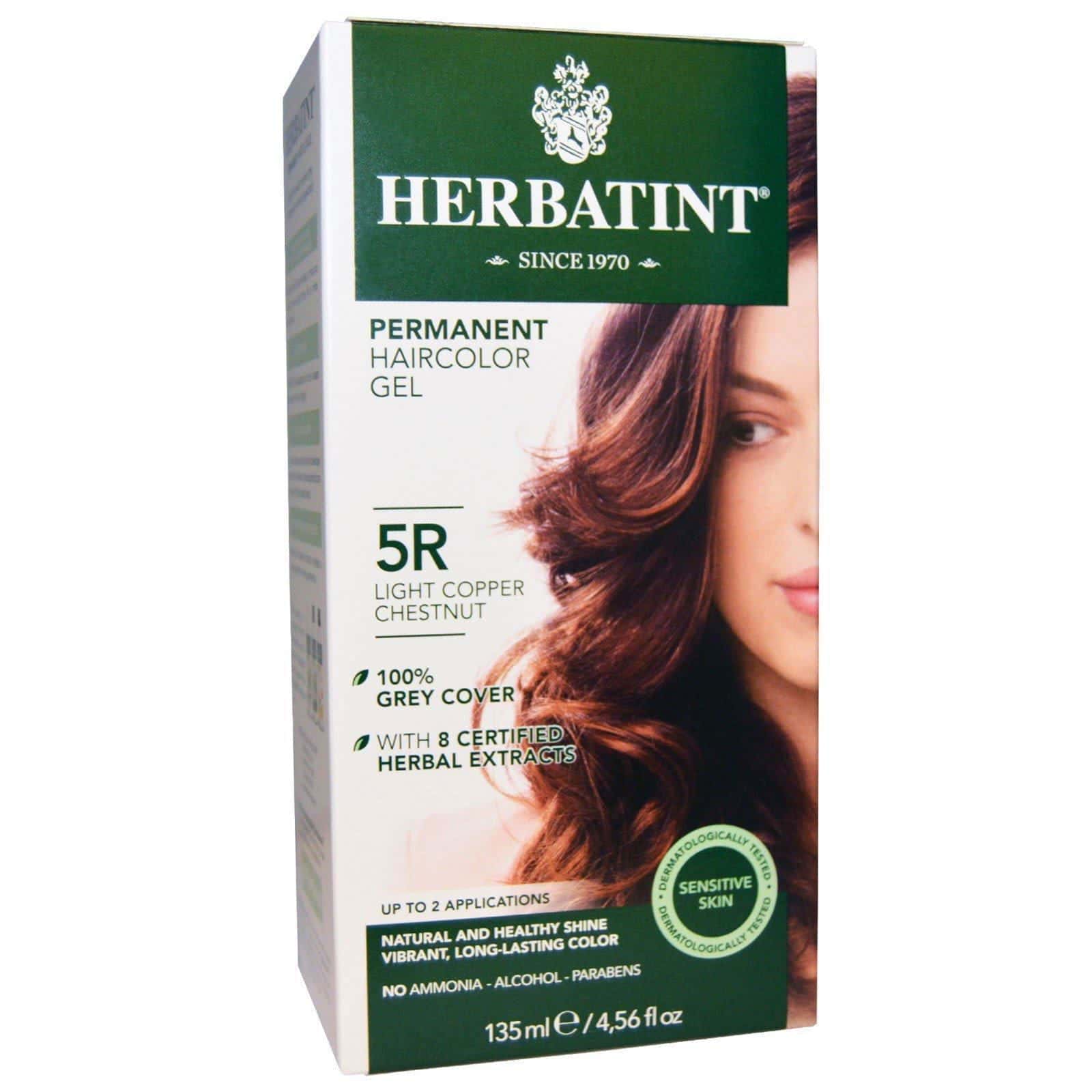 Herbatint, Tintura permanente en gel para cabello, 5R Castaño Cobrizo Claro, 4,56 fl oz (135 ml)