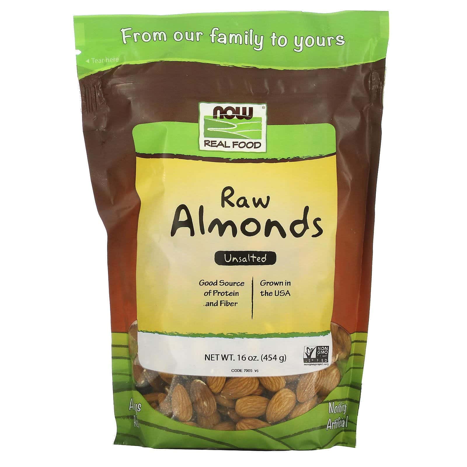 Now Foods, Real Food, Almendras sin sal, 16 oz (454 g)