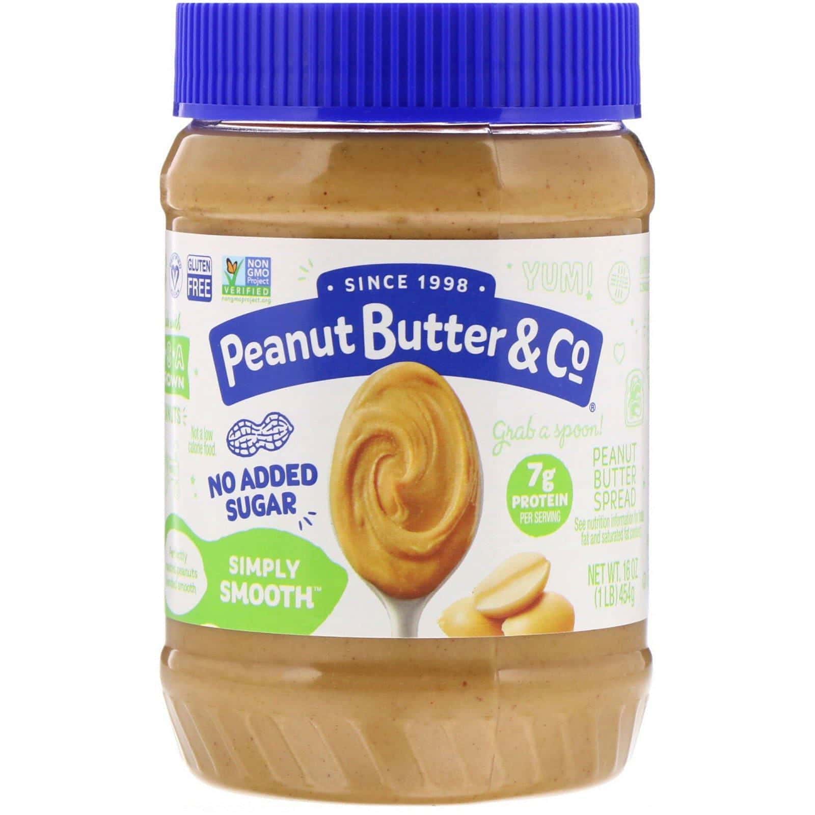 Peanut Butter & Co., Simply Smooth, mantequilla de maní untable, sin azúcar agregada, 454 g (16 oz)