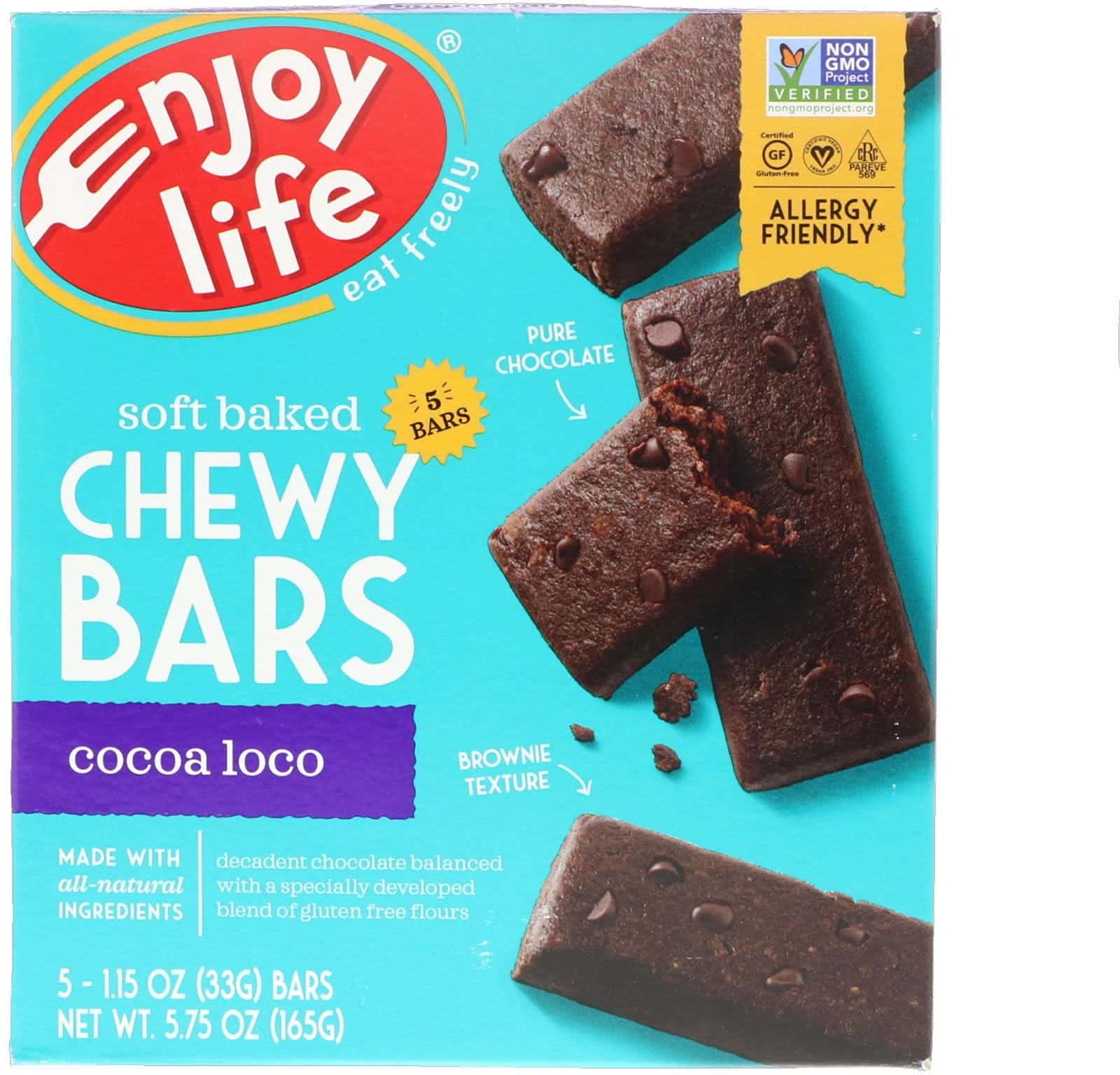 Enjoy Life Foods, Baked Chewy Bars, Cacao, 5 barras, 1,15 oz (33g) cada una