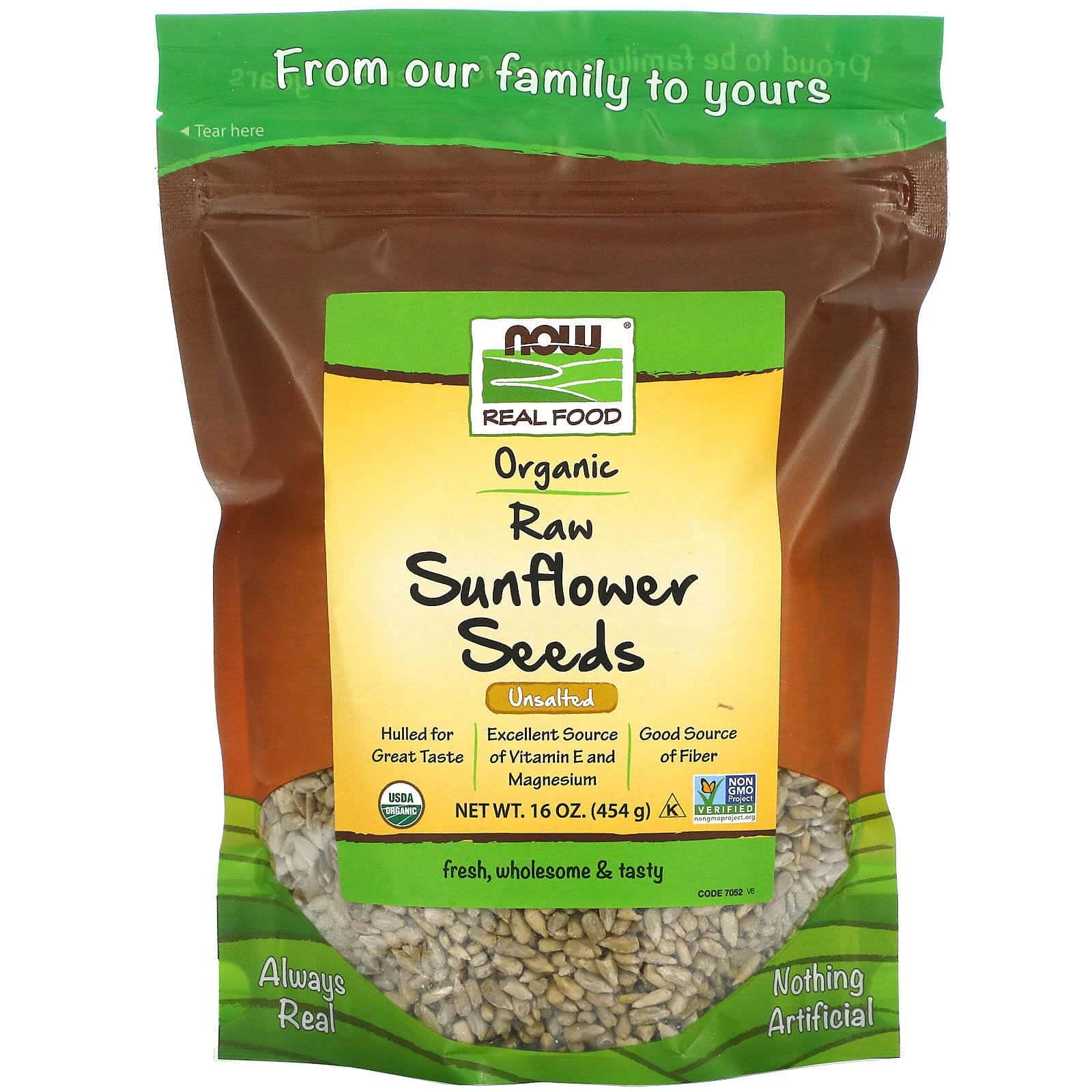 Now Foods, Real Food, Semillas de Girasol Orgánicas y Crudas, Sin Sal, 16 oz (454 g)