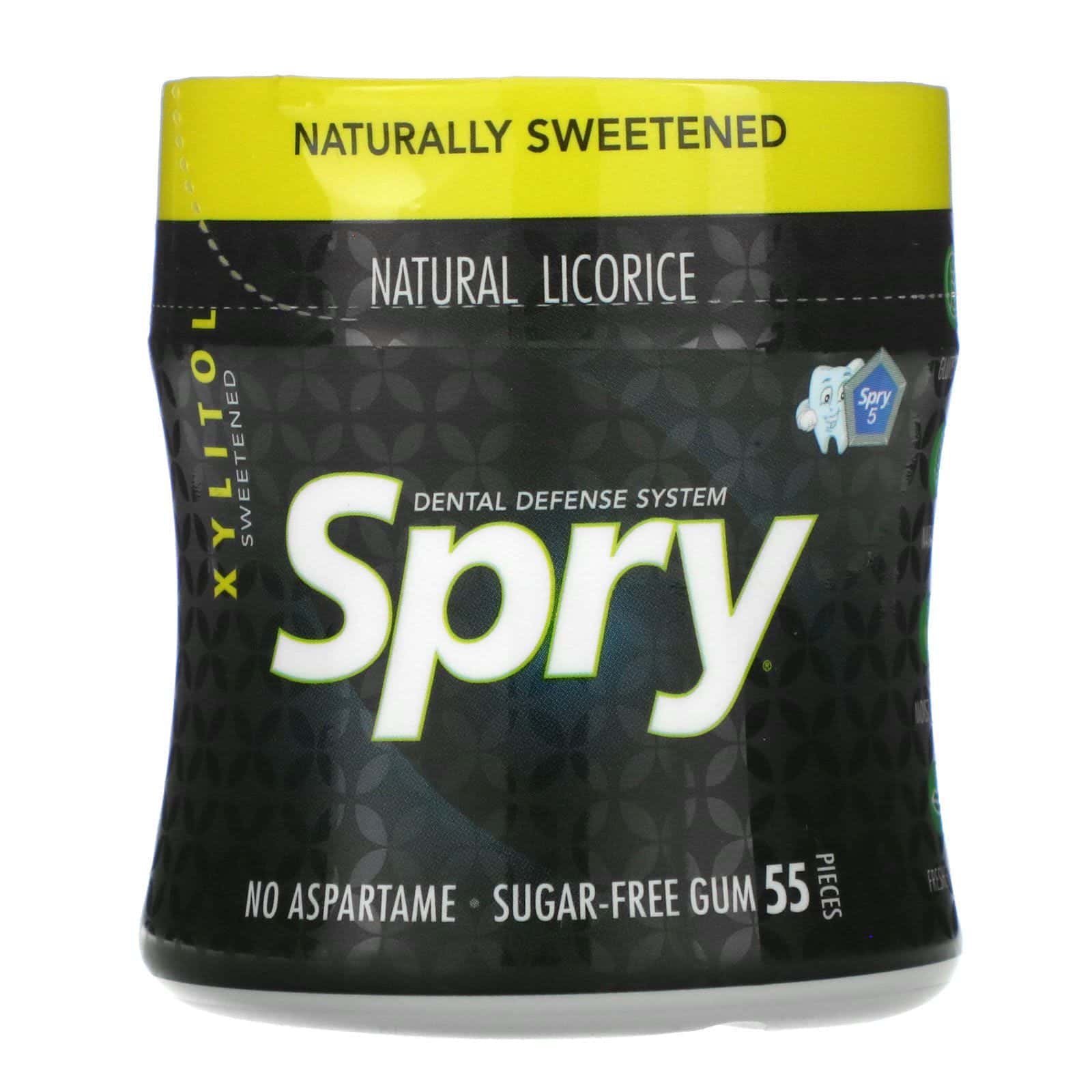 Xlear, Spry, Dental Defense Gum, Natural Licorice, Sugar Free, 55 Pieces