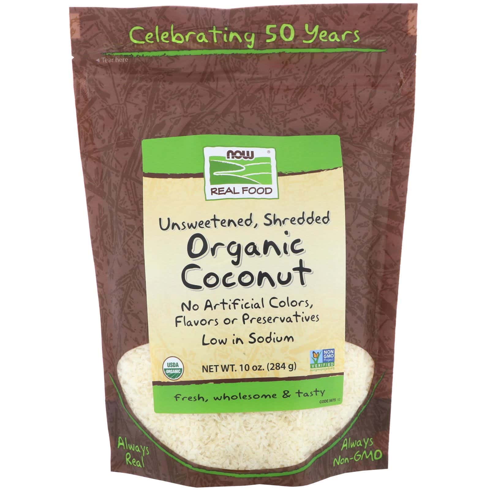 Now Foods, Coco orgánico, sin azúcar, rayado, 10 oz (284 g)