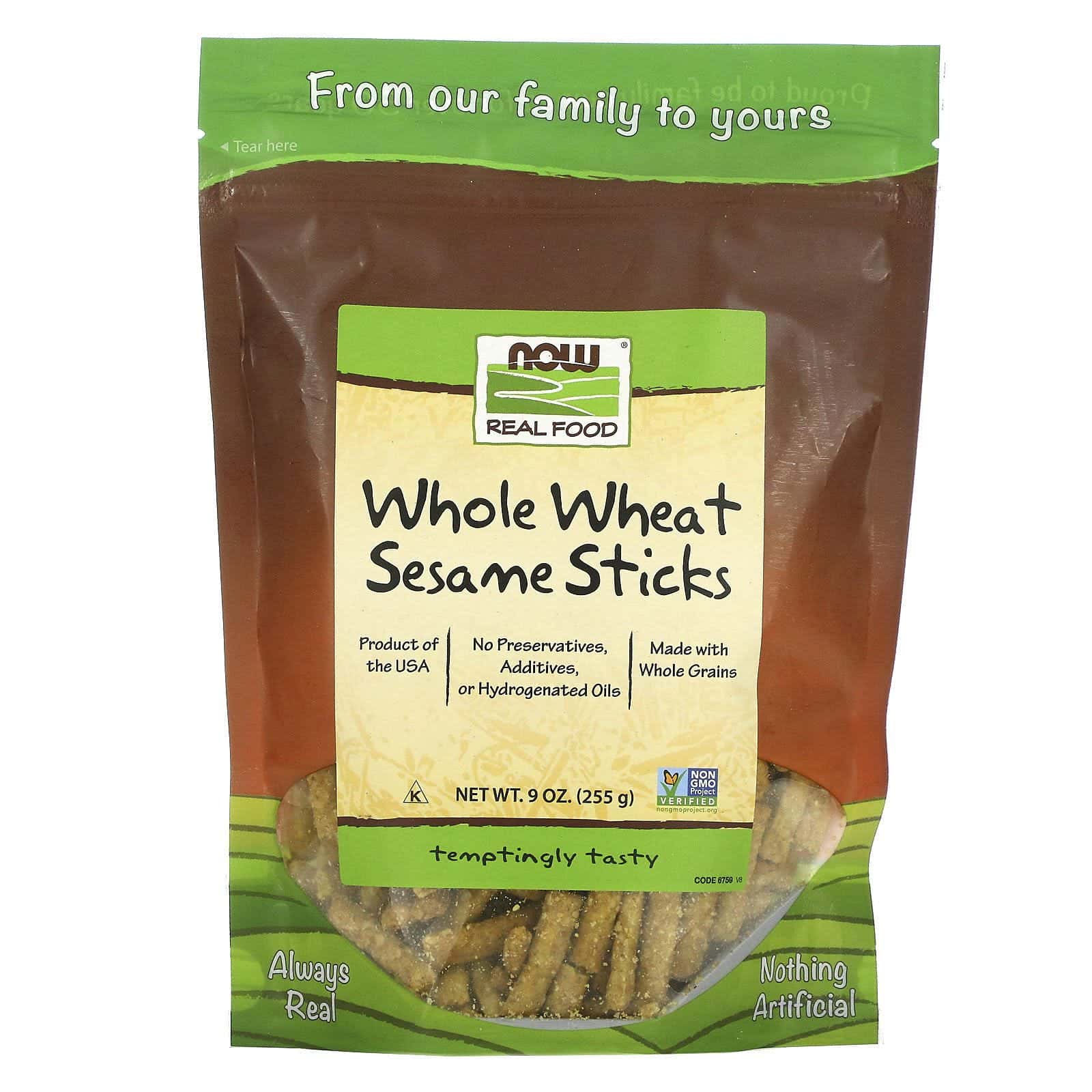 Now Foods, Real Food, Palitos de sésamo integral, 9 oz (255 g)