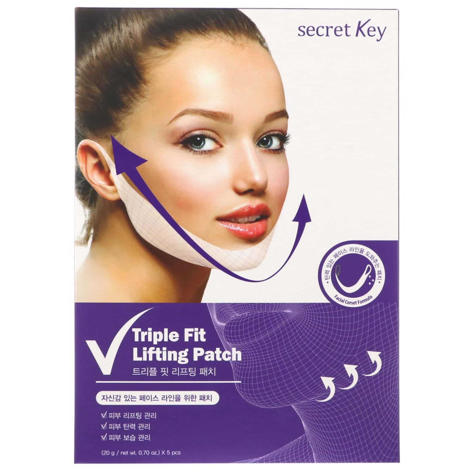 Secret Key, Parche elevador con tres zonas de ajuste, 5 parches, 0.70 oz (20 g) c/u