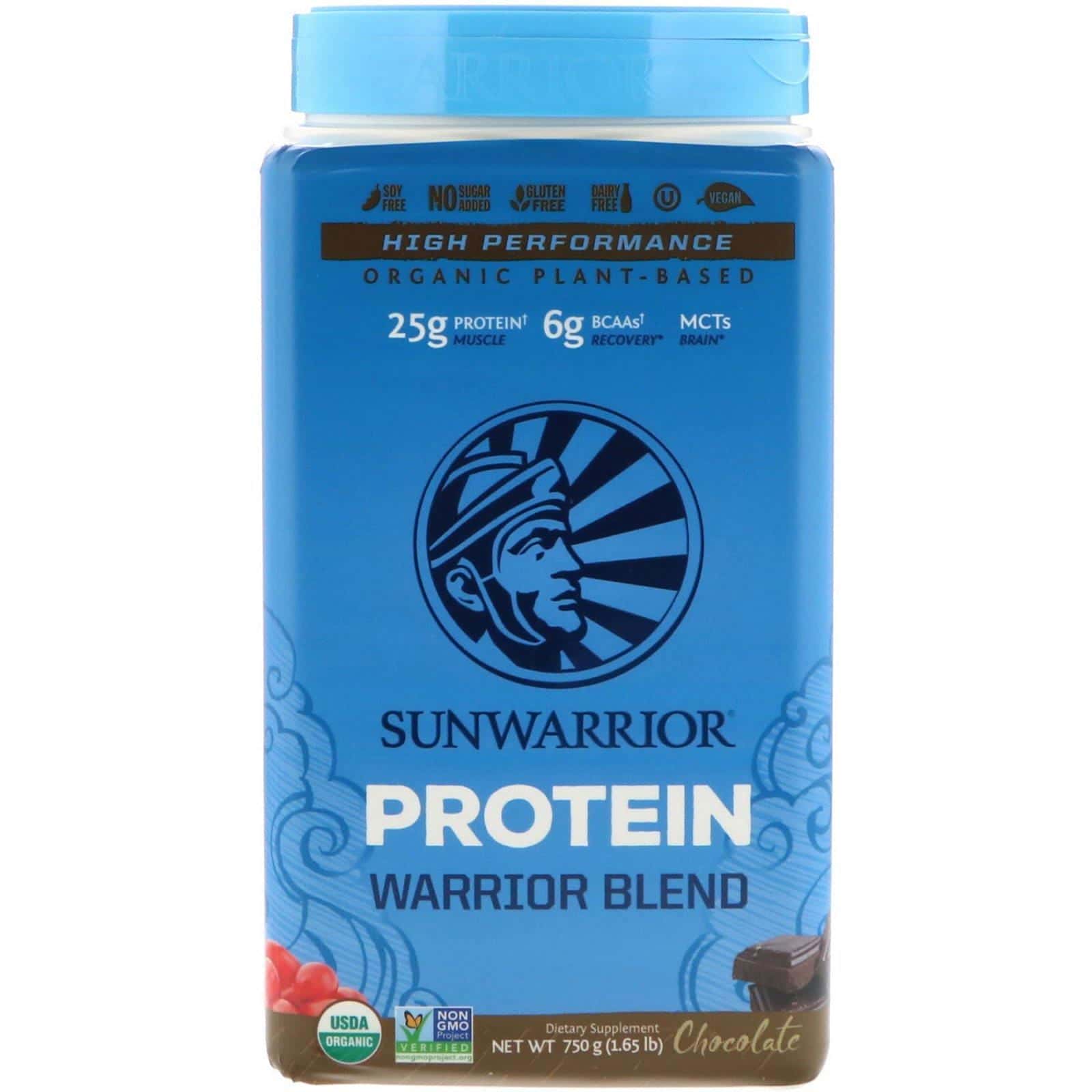 Sunwarrior, Mezcla proteica para guerreros, Orgánica y de origen vegetal, Chocolate, 750 g (1,65 lb)