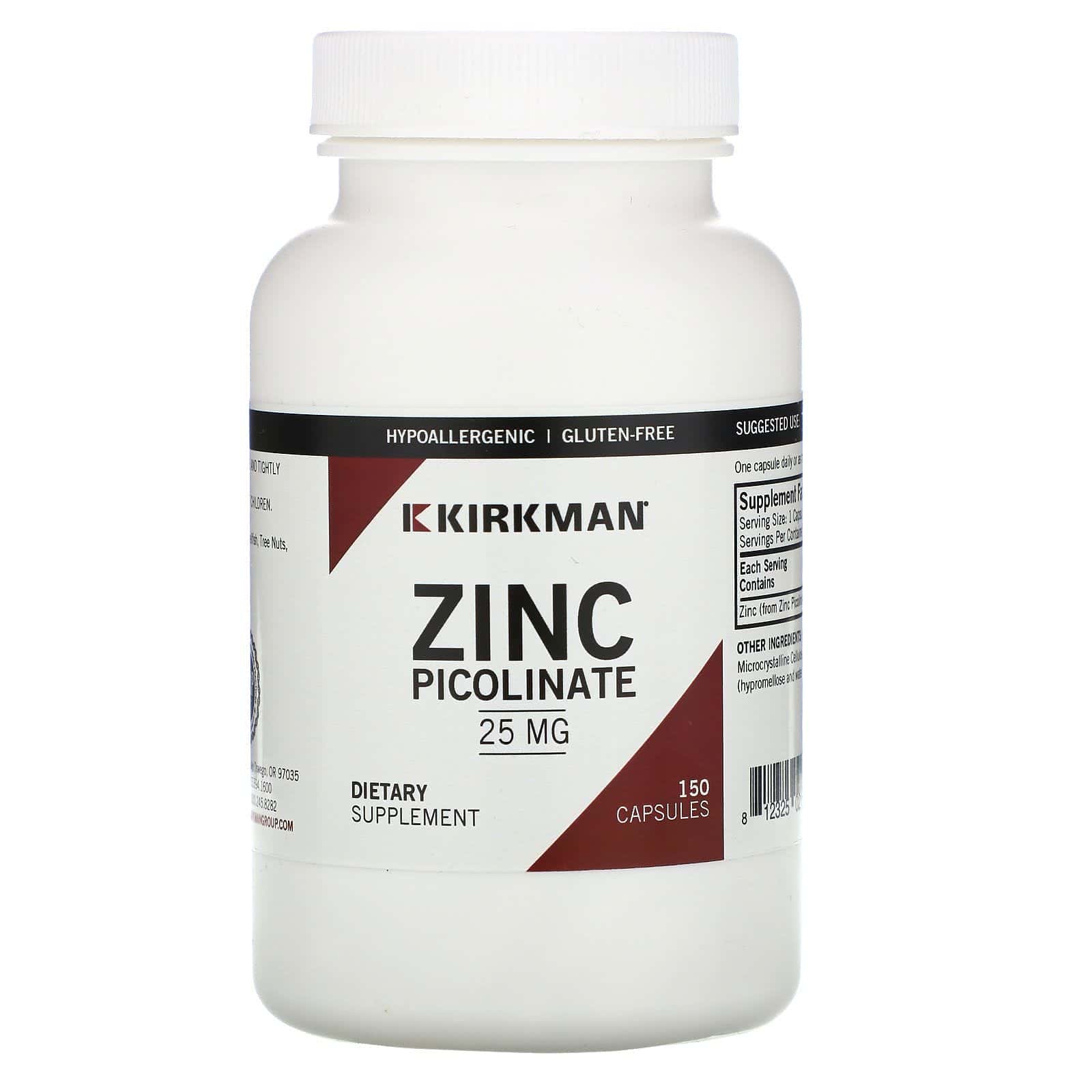 Kirkman Labs, Picolinato de Zinc, 25 mg, 150 Cápsulas