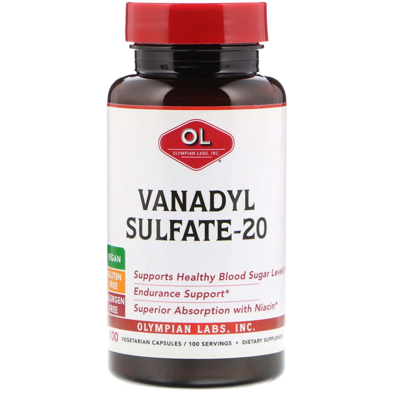 Olympian Labs, Vanadyl Sulfate-20, 100 Cápsulas Vegetarianas