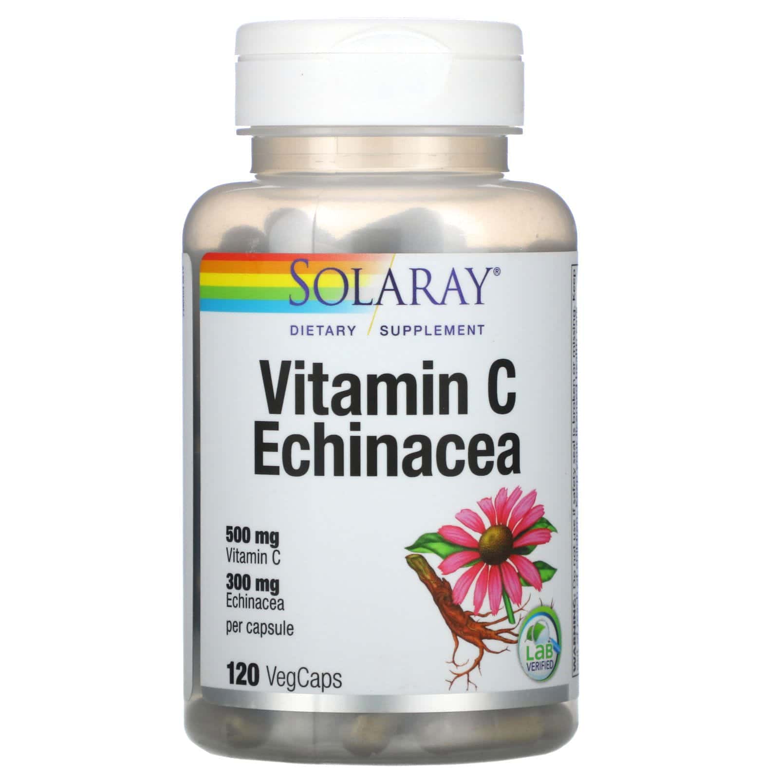 Solaray, Equinácea y vitamina C, 500 mg , 120 cápsulas vegetarianas