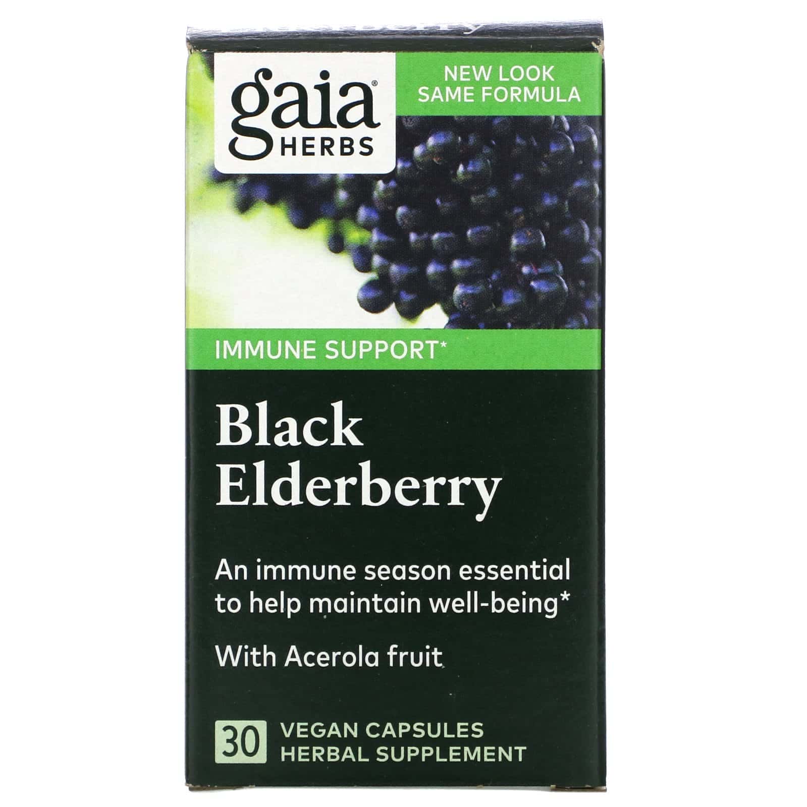 Gaia Herbs, Saúco negro con fruto de acerola, 30 cápsulas veganas