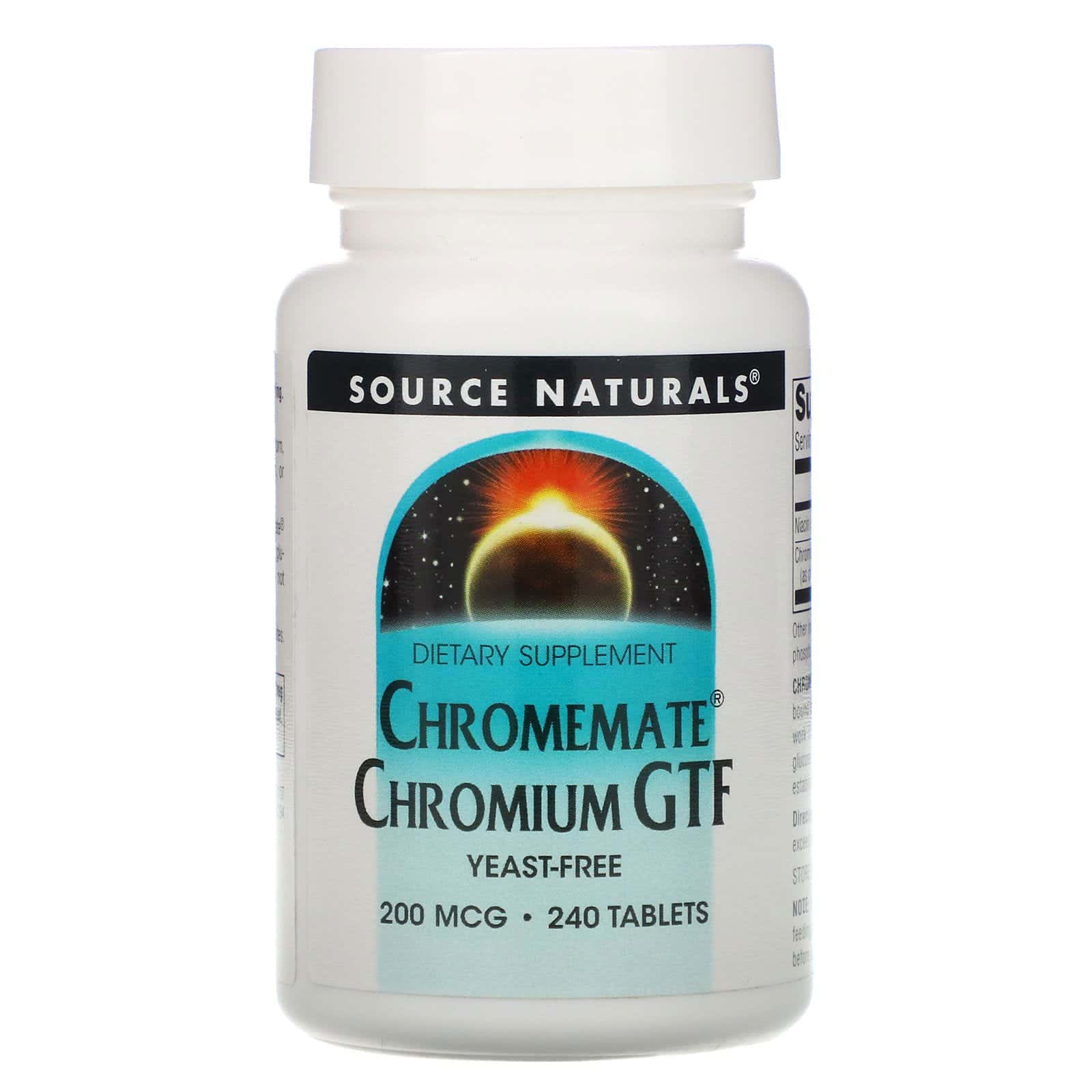 Source Naturals, Chromemate Cromo GTF, 200 mcg, 240 Comprimidos