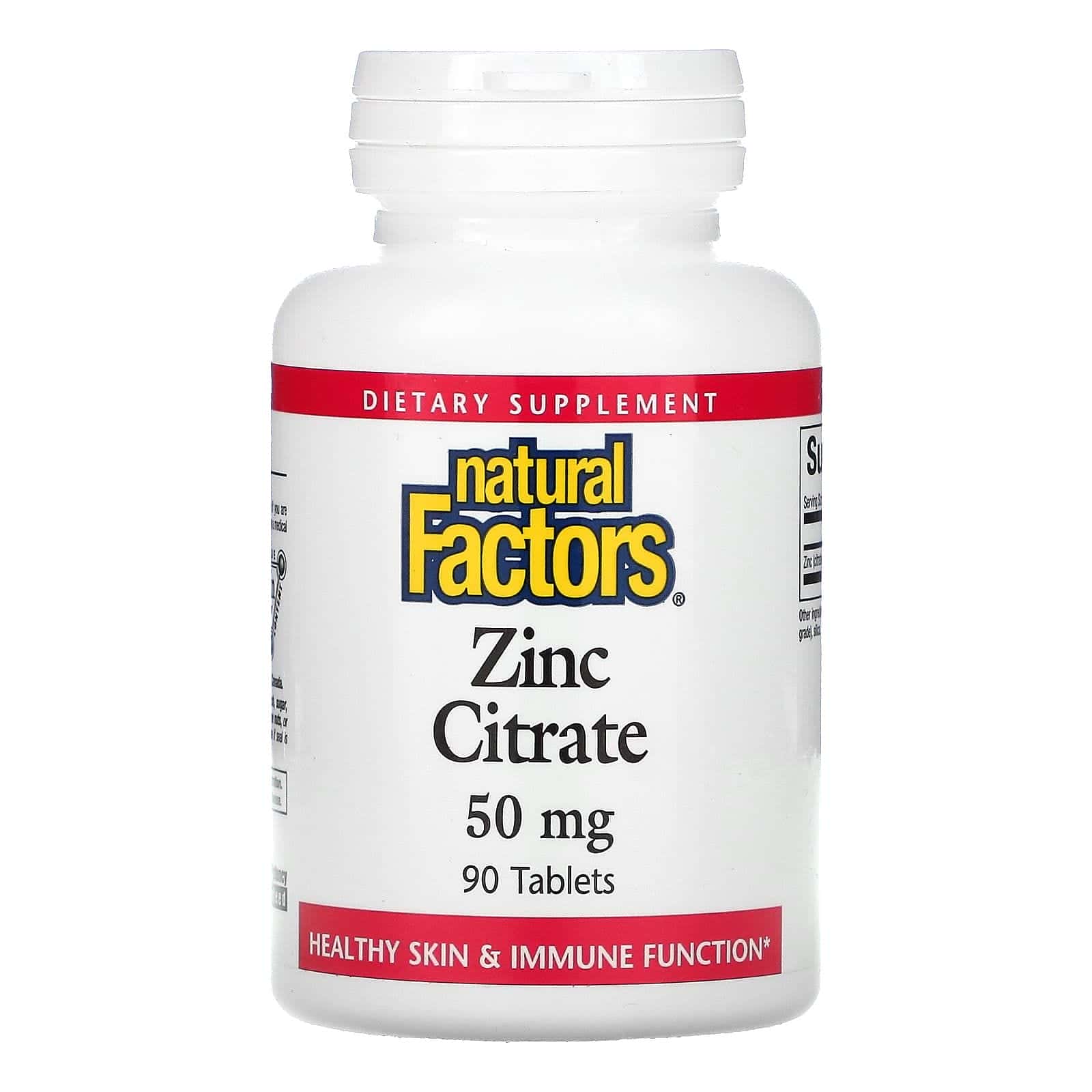 Natural Factors, Citrato de zinc, 50 mg, 90 comprimidos