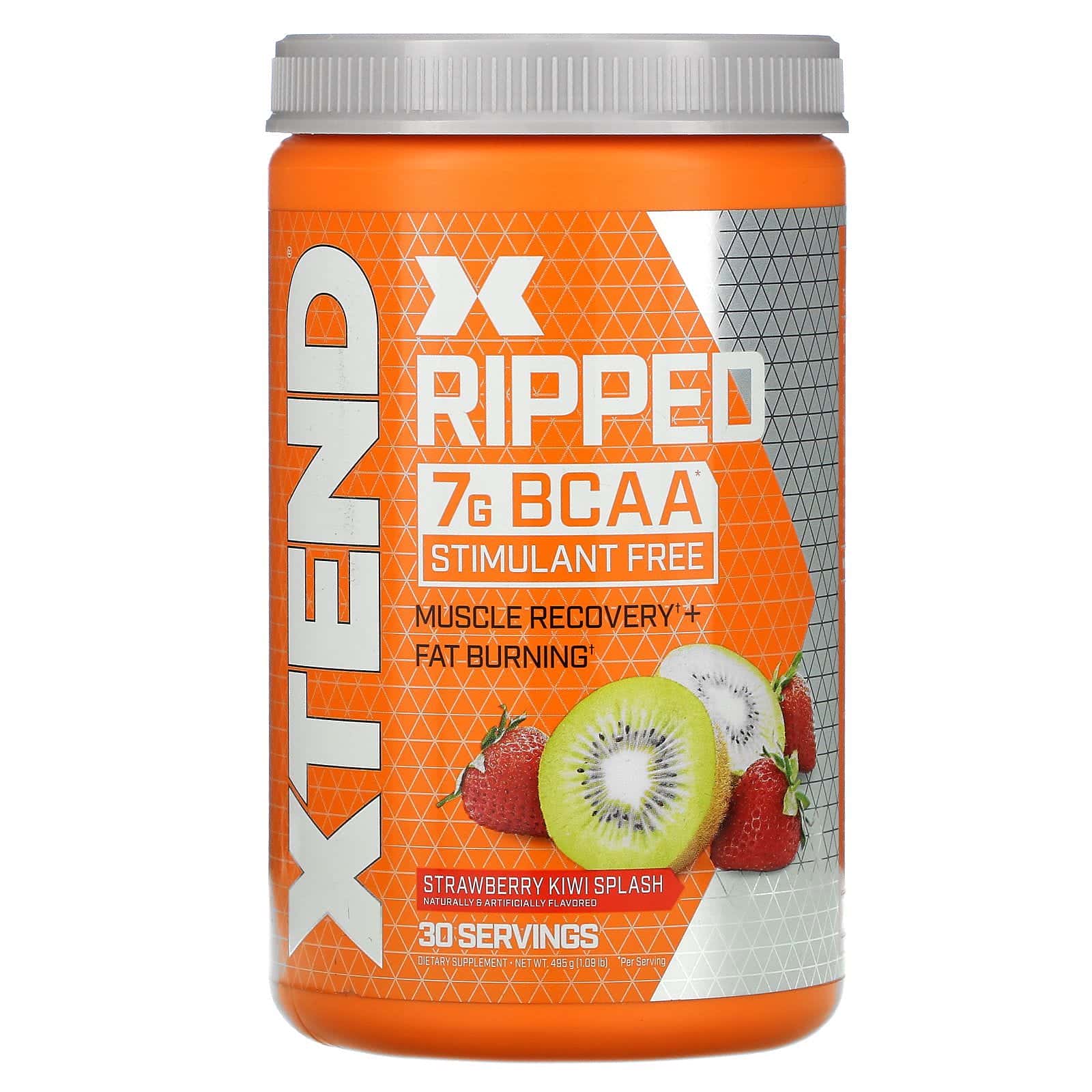 Xtend, Ripped, 7 g de BCAA, Salpicadura de fresa y kiwi, 495 g (1,09 lb)