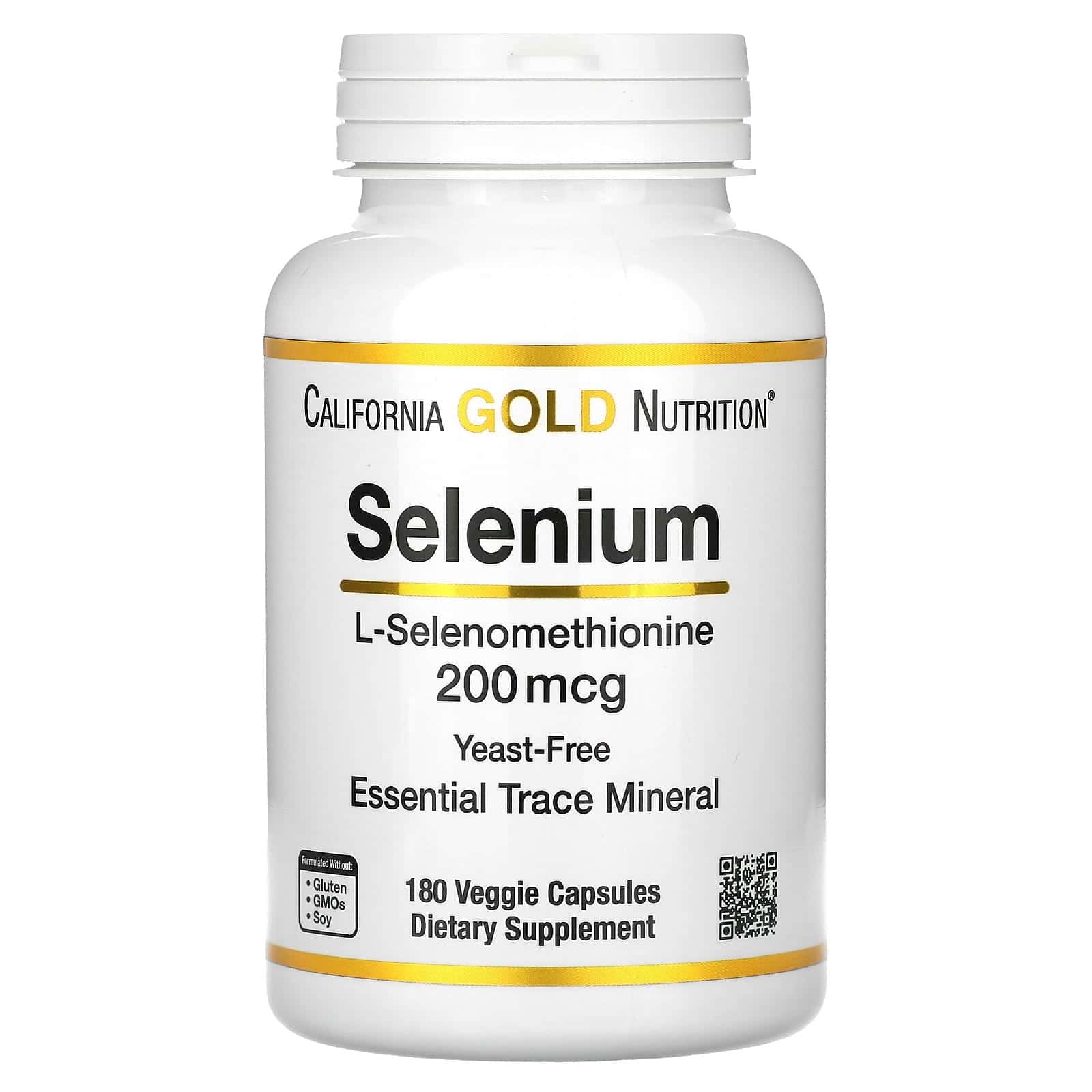 California Gold Nutrition, Selenio, Sin levadura, 200 mcg, 180 cápsulas vegetales