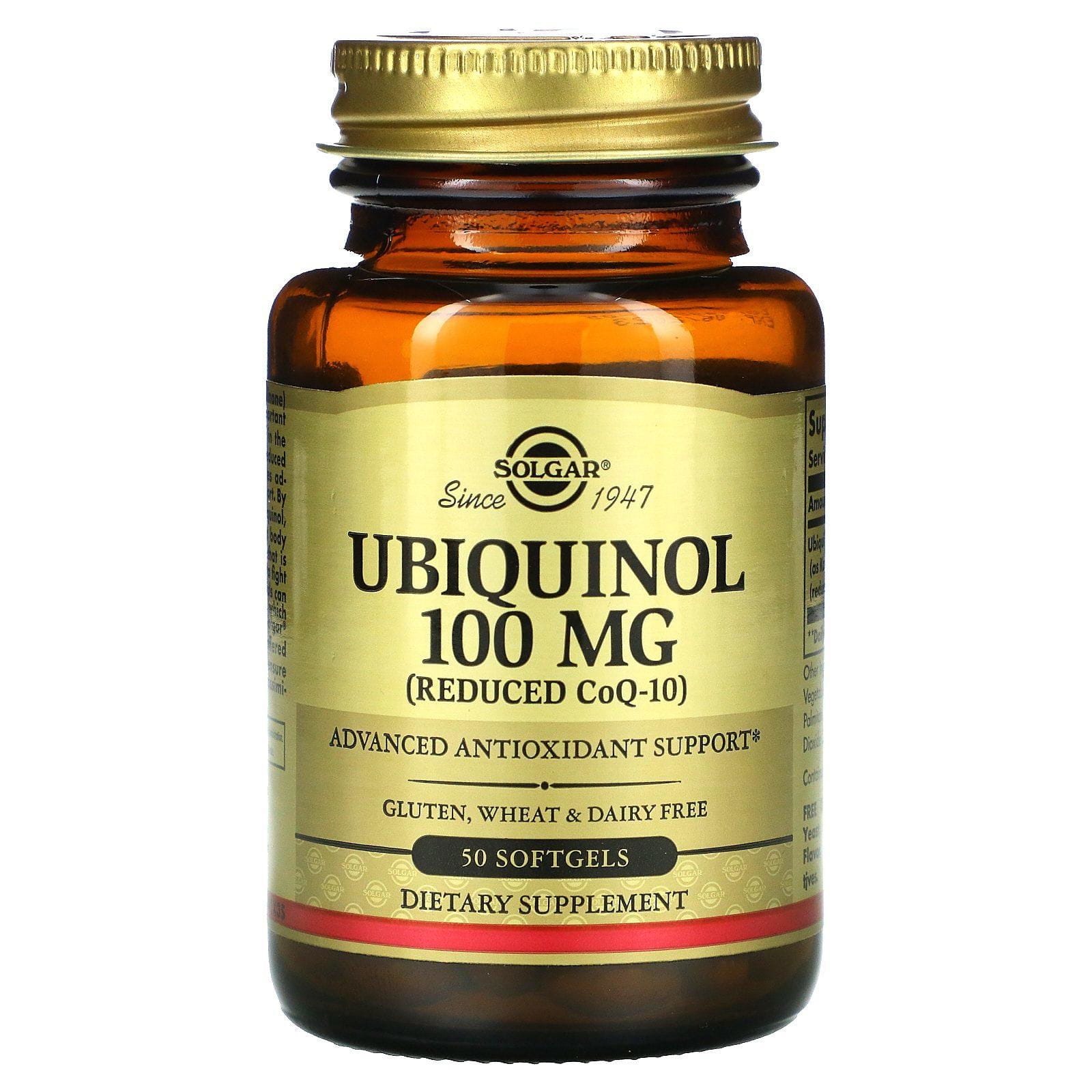 Solgar, Ubiquinol (CoQ10 en forma reducida), 100 mg, 50 cápsulas blandas