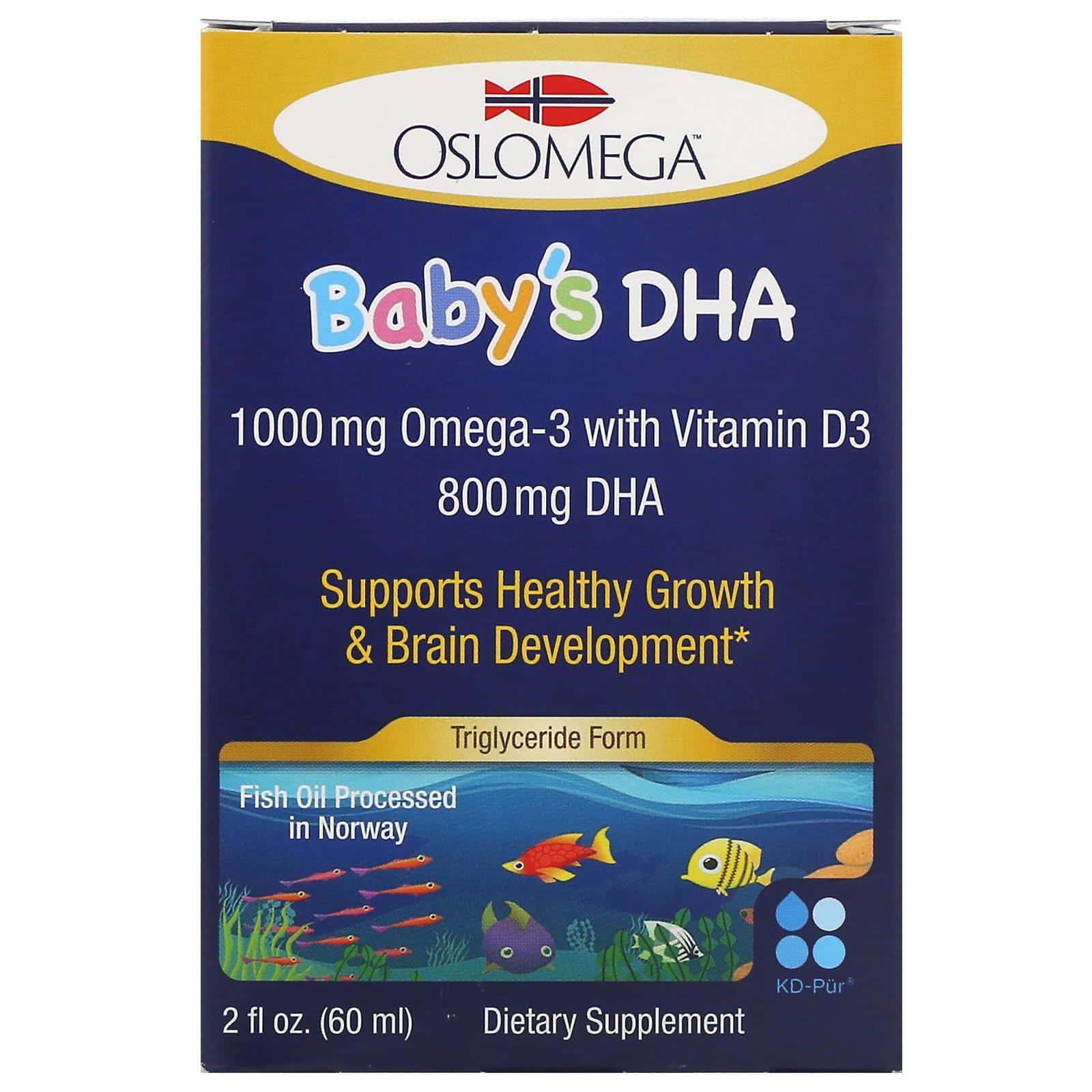 Oslomega, DHA noruego con vitamina D3 para bebés, 60 ml (2 oz. líq.)