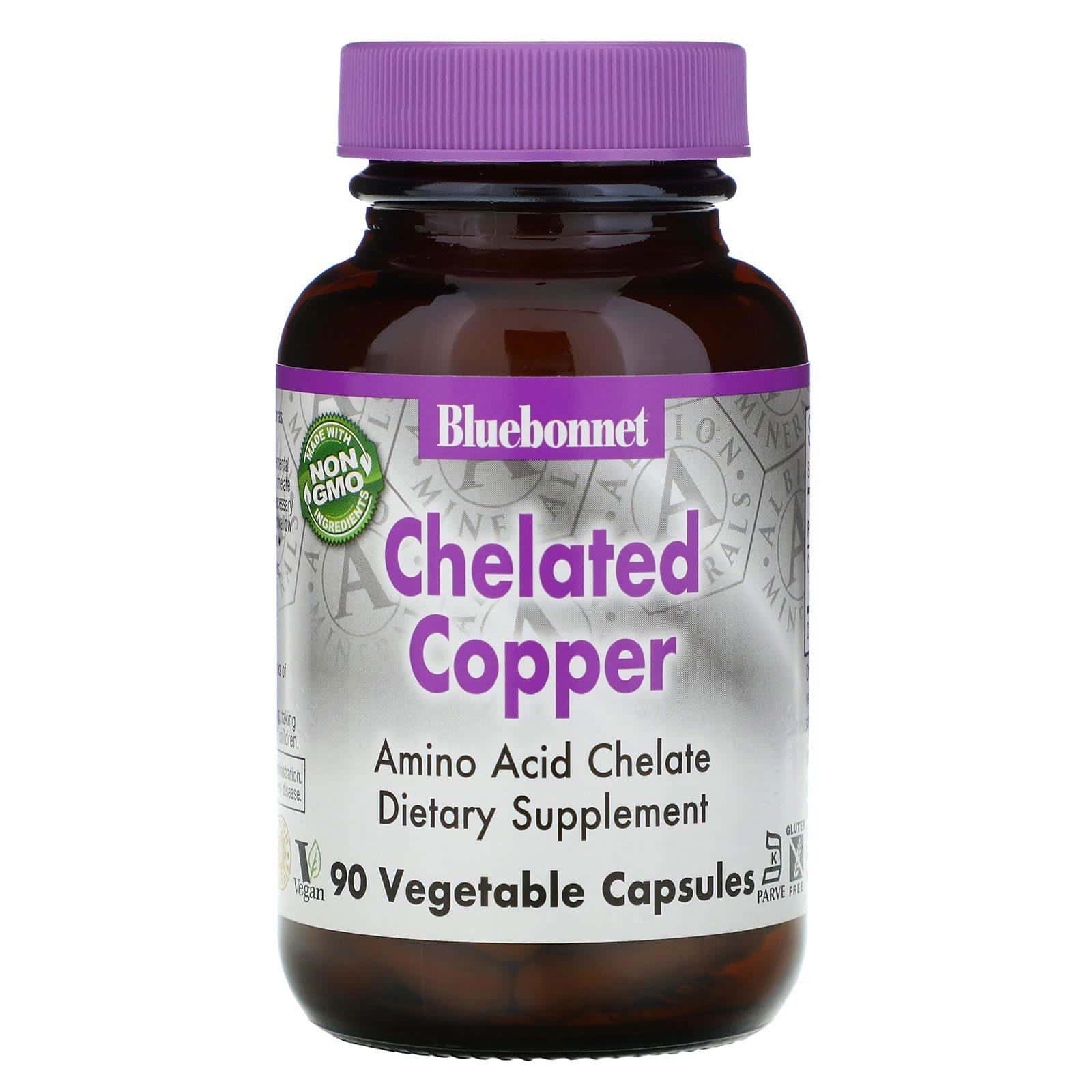 Bluebonnet Nutrition, Quelato de Cobre, 90 Vcaps