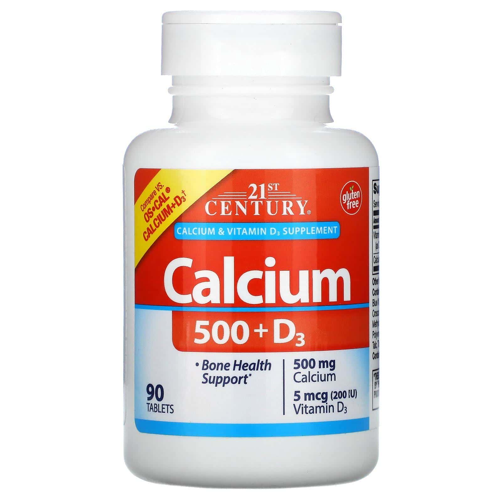 21st Century, Calcio 500 y vitamina D3, 90 comprimidos