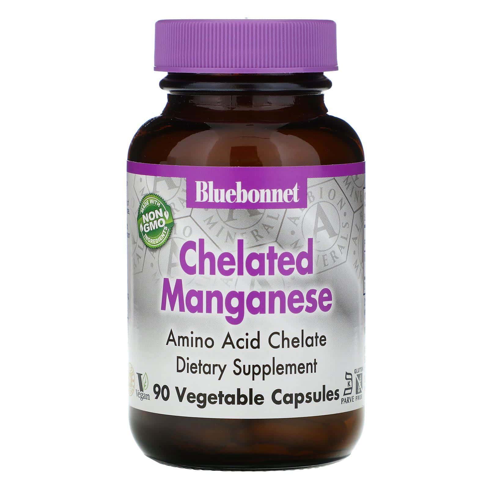 Bluebonnet Nutrition, Manganeso quelado, 90 cápsulas vegetales