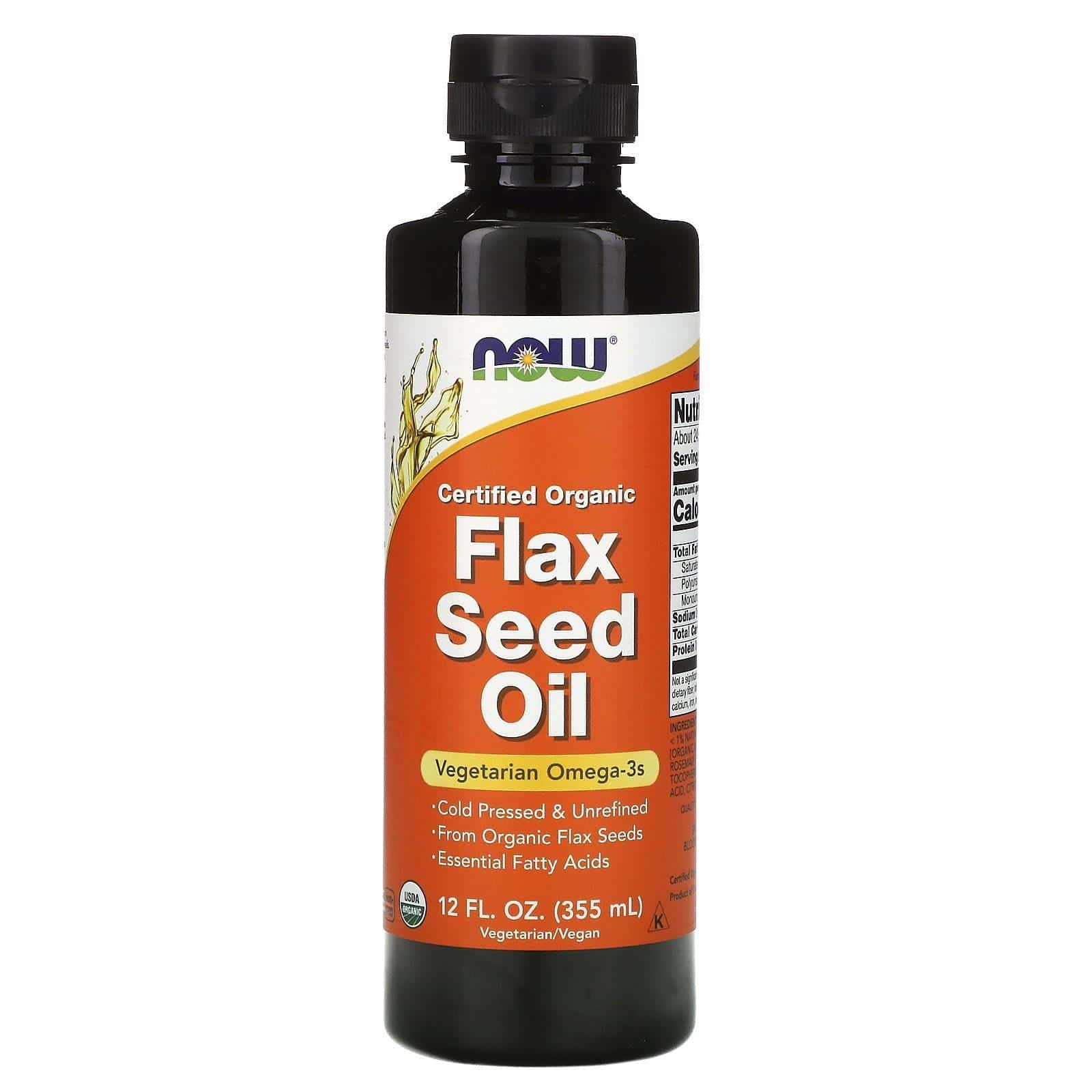 Now Foods, Aceite de semilla de lino certificado orgánico, 12 fl oz (355 ml)