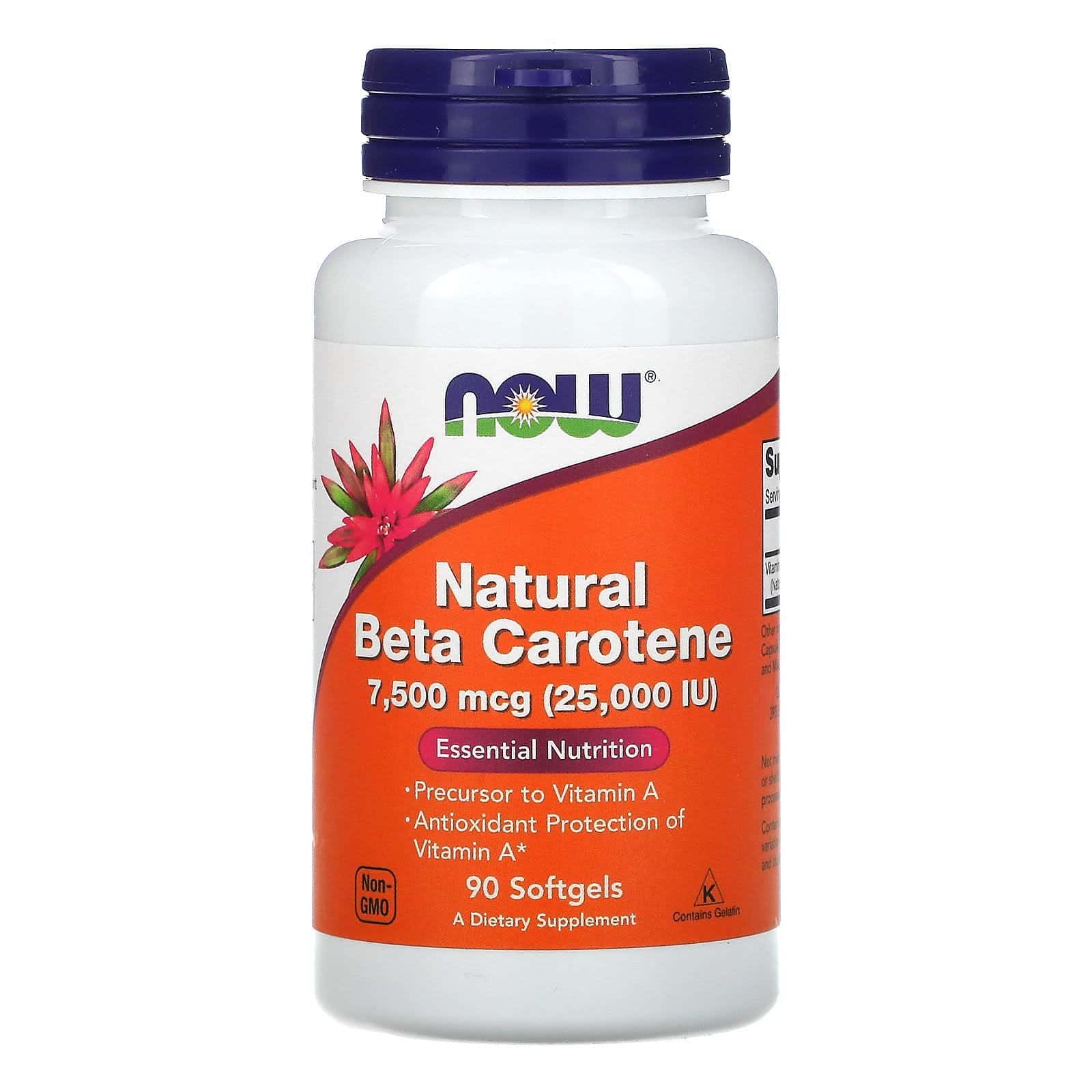 Now Foods, Betacaroteno Natural, 25 000 IU, 90 cápsulas blandasç